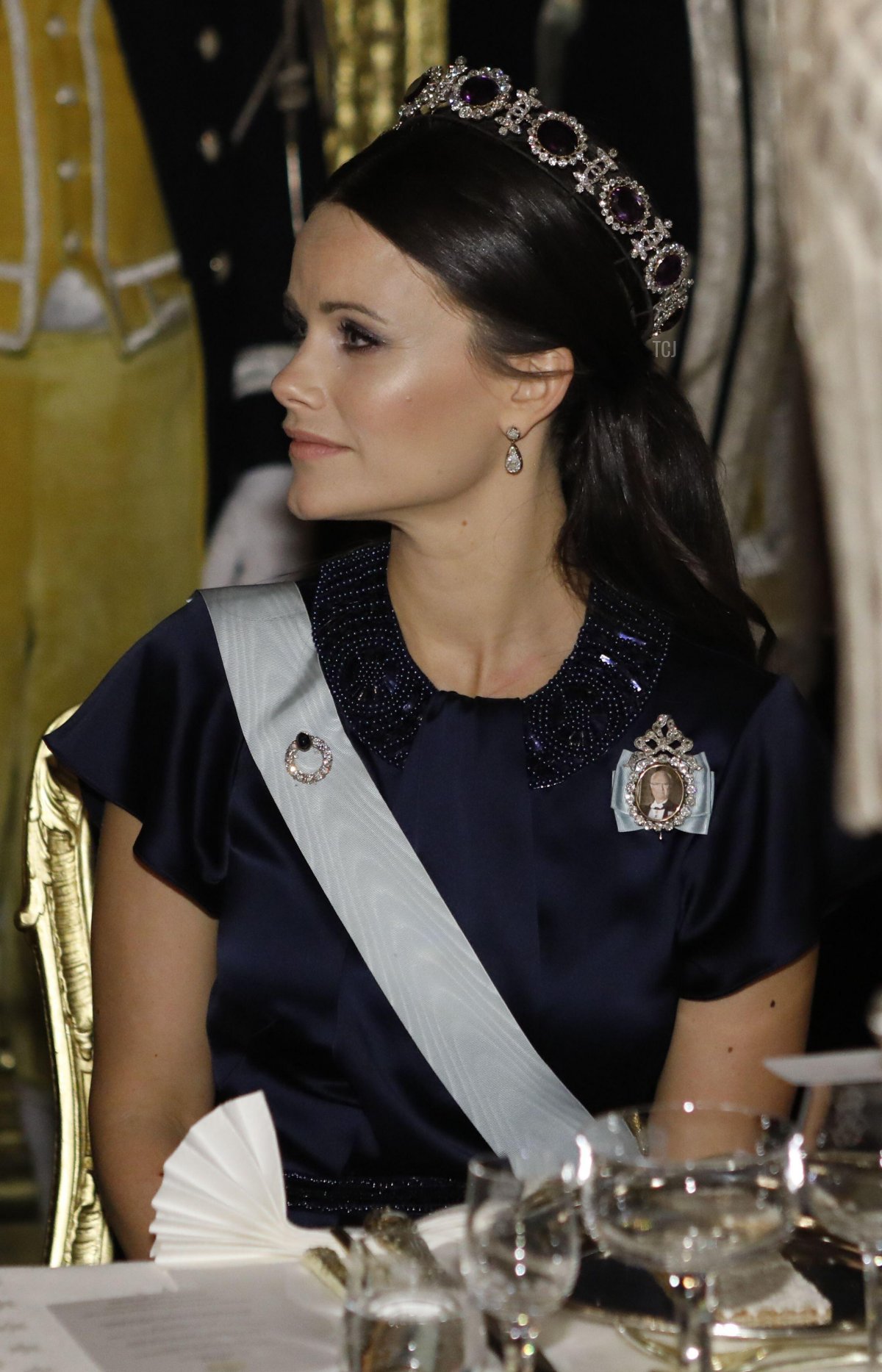 La Principessa Sofia al tavolo durante il banchetto di lunedì 20 febbraio 2017 al Palazzo Reale di Stoccolma