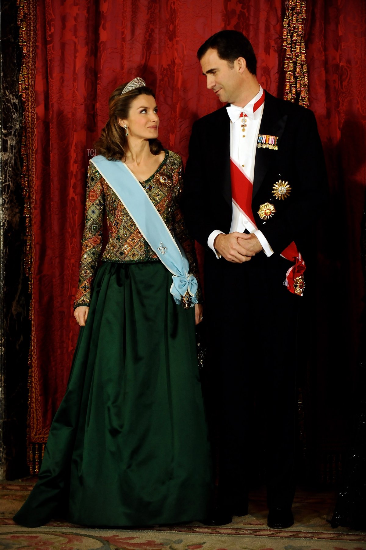 La Principessa Letizia di Spagna partecipa a una cena di gala in onore della Presidente argentina Cristina Fernandez de Kirchner, presso il Palazzo Reale il 9 Febbraio 2009 a Madrid, Spagna