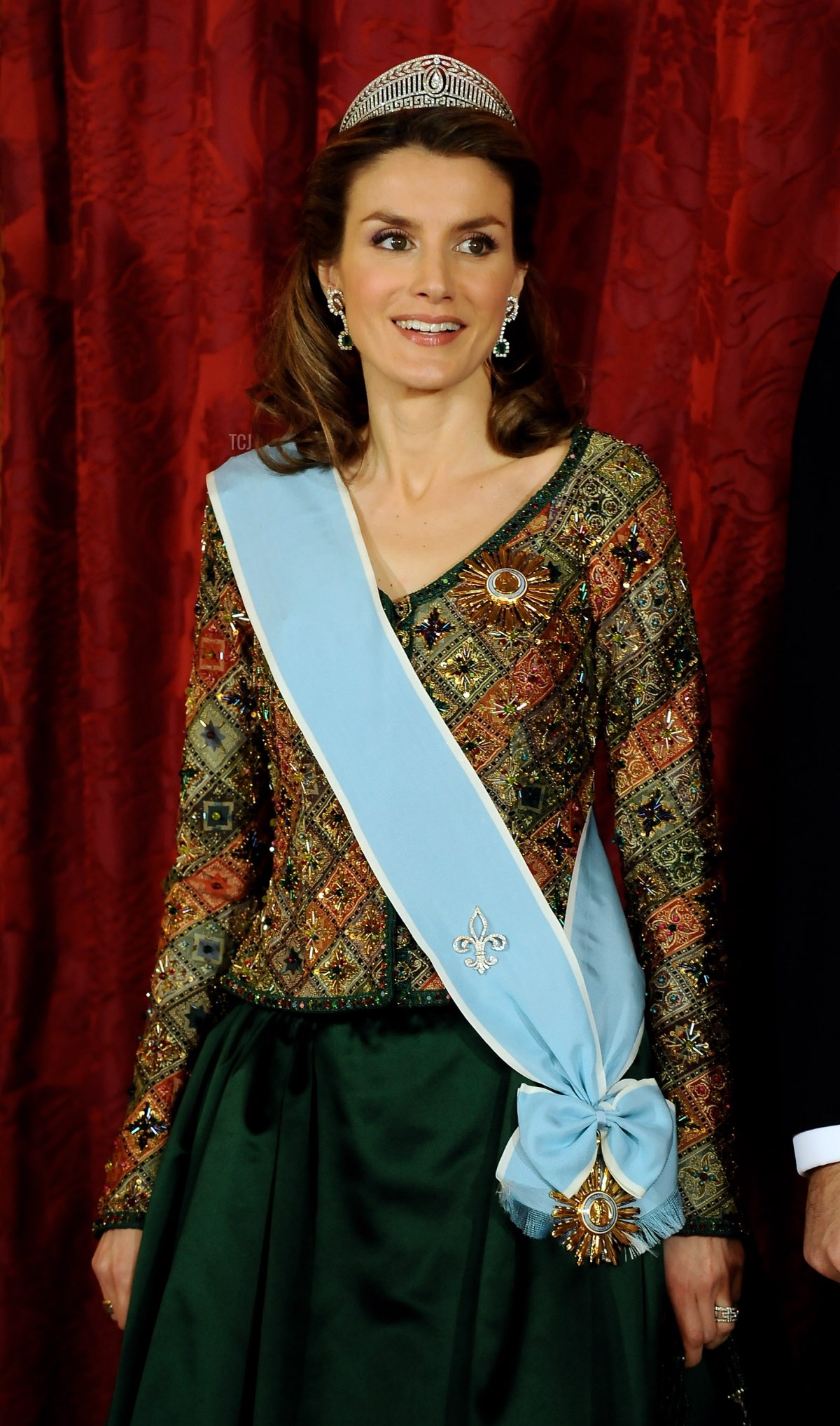 La Principessa Letizia di Spagna partecipa a una cena di gala in onore della Presidente argentina Cristina Fernandez de Kirchner, presso il Palazzo Reale il 9 Febbraio 2009 a Madrid, Spagna