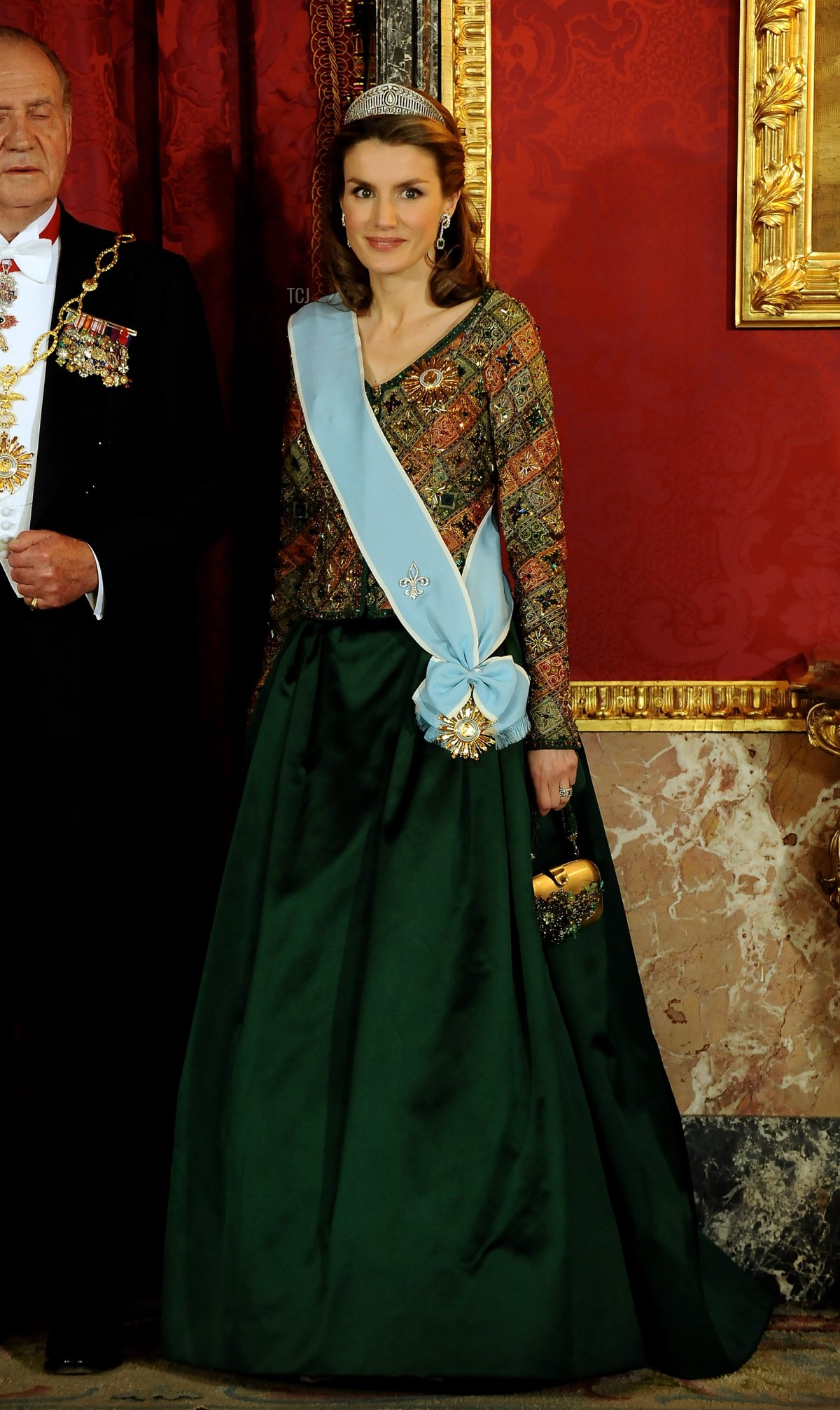 La Principessa Letizia di Spagna partecipa a una cena di gala in onore della Presidente argentina Cristina Fernandez de Kirchner, presso il Palazzo Reale il 9 Febbraio 2009 a Madrid, Spagna