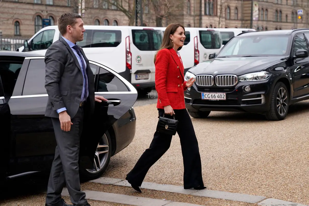 Britain's Catherine, Duchess of Cambridge, arrives to visit the Copenhagen Infant Mental Health Program, at the University of Copenhagen, on February 22, 2022, as part of her two-day visit to Denmark