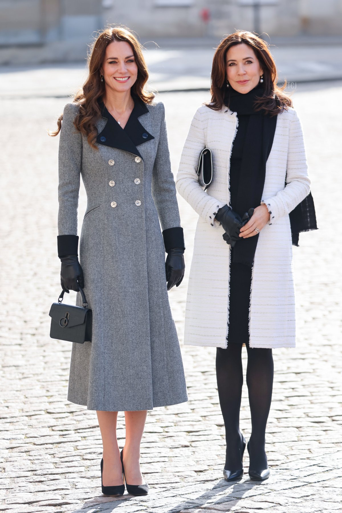 Catherine, Duchess of Cambridge and Mary, Crown Princess of Denmark attend Christian IX's Palace on February 23, 2022 in Copenhagen, Denmark