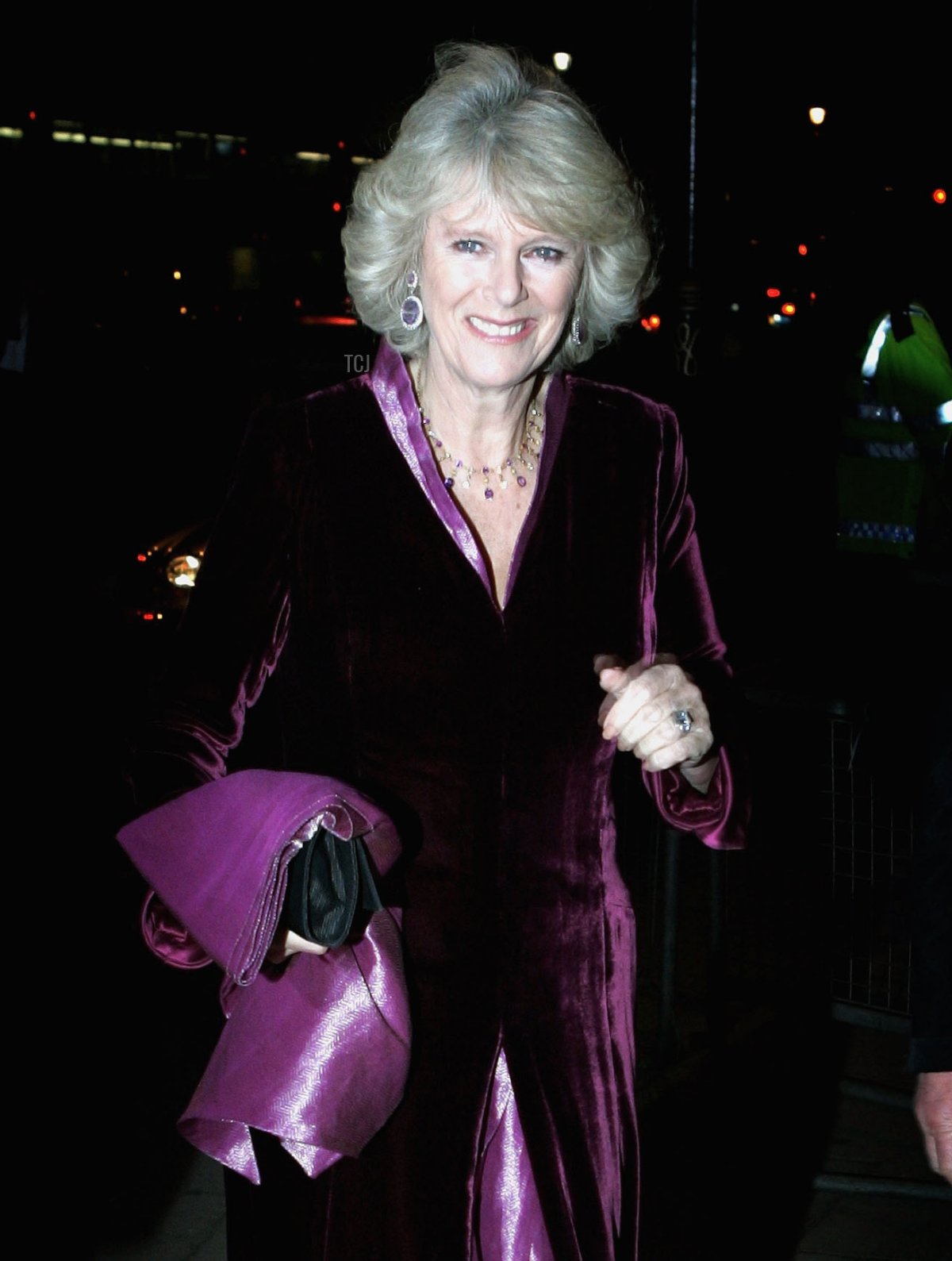 Camilla, Duchessa di Cornovaglia arriva a una Serata di Gala per celebrare il lavoro del Principe's Trust al Banqueting House, Whitehall, Londra il 23 novembre 2005