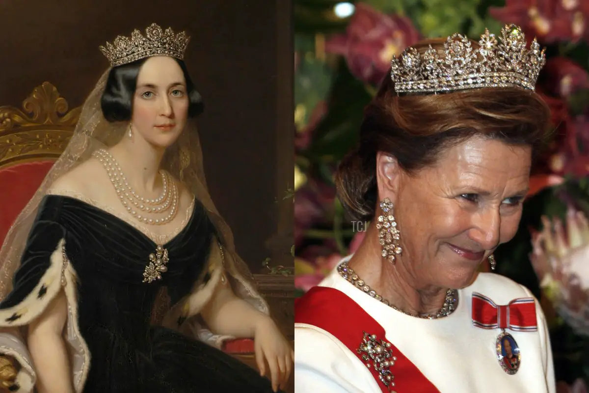 La regina Giuseppina di Svezia e la regina Sonja di Norvegia indossano la tiara di diamanti