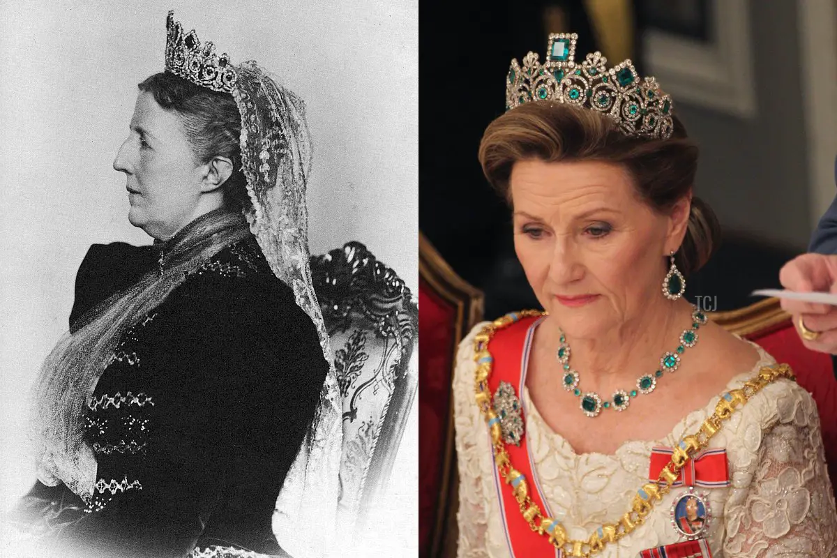 La regina Sofia di Svezia e la regina Sonja di Norvegia indossano la tiara di smeraldi