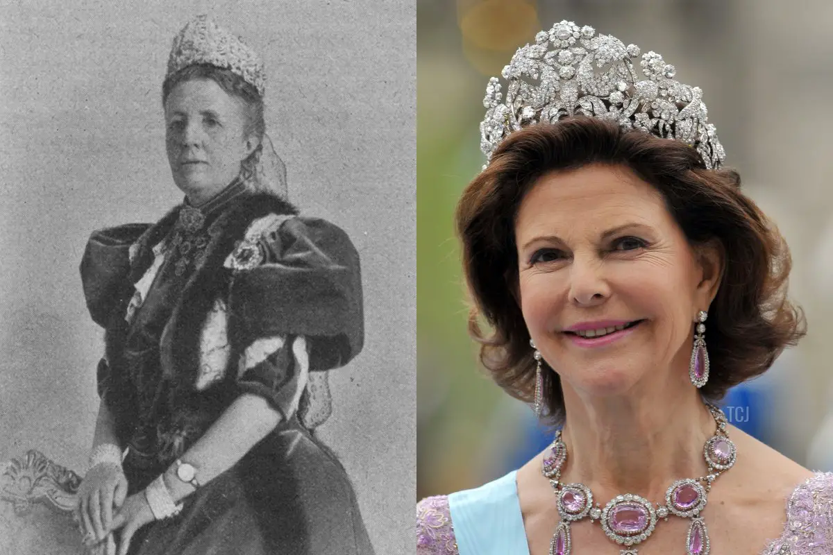 La regina Sofia di Svezia e la regina Silvia di Svezia indossano la tiara Braganza