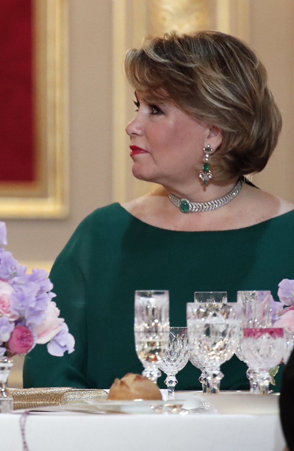 Maria Teresa, Grand Duchess of Luxembourg, attends a State dinner held at the Elysee Palace in Paris, on March 19, 2018