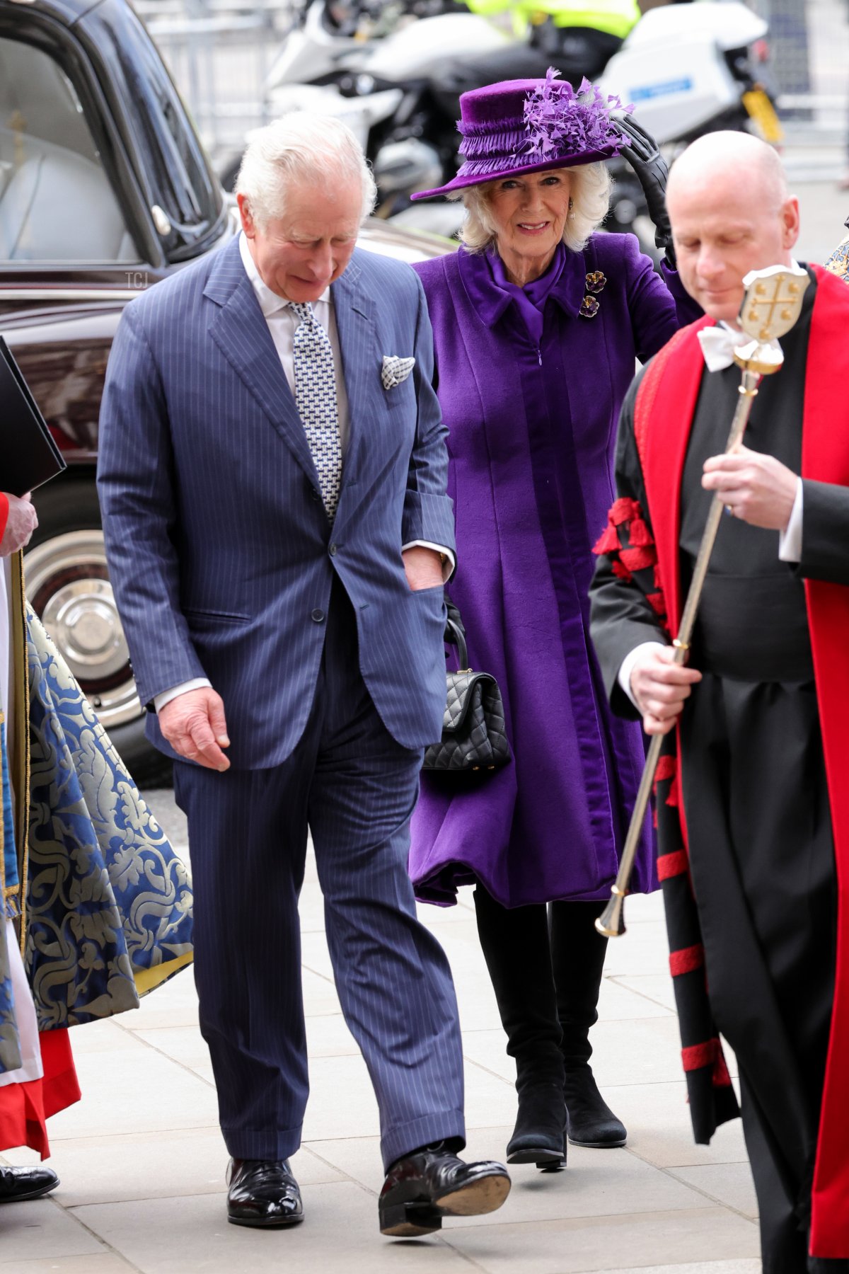 Il Principe Carlo e la Duchessa di Cornovaglia, Camilla, arrivano all'Abbazia di Westminster per il Servizio della Giornata del Commonwealth il 14 marzo 2022, a Londra, Inghilterra