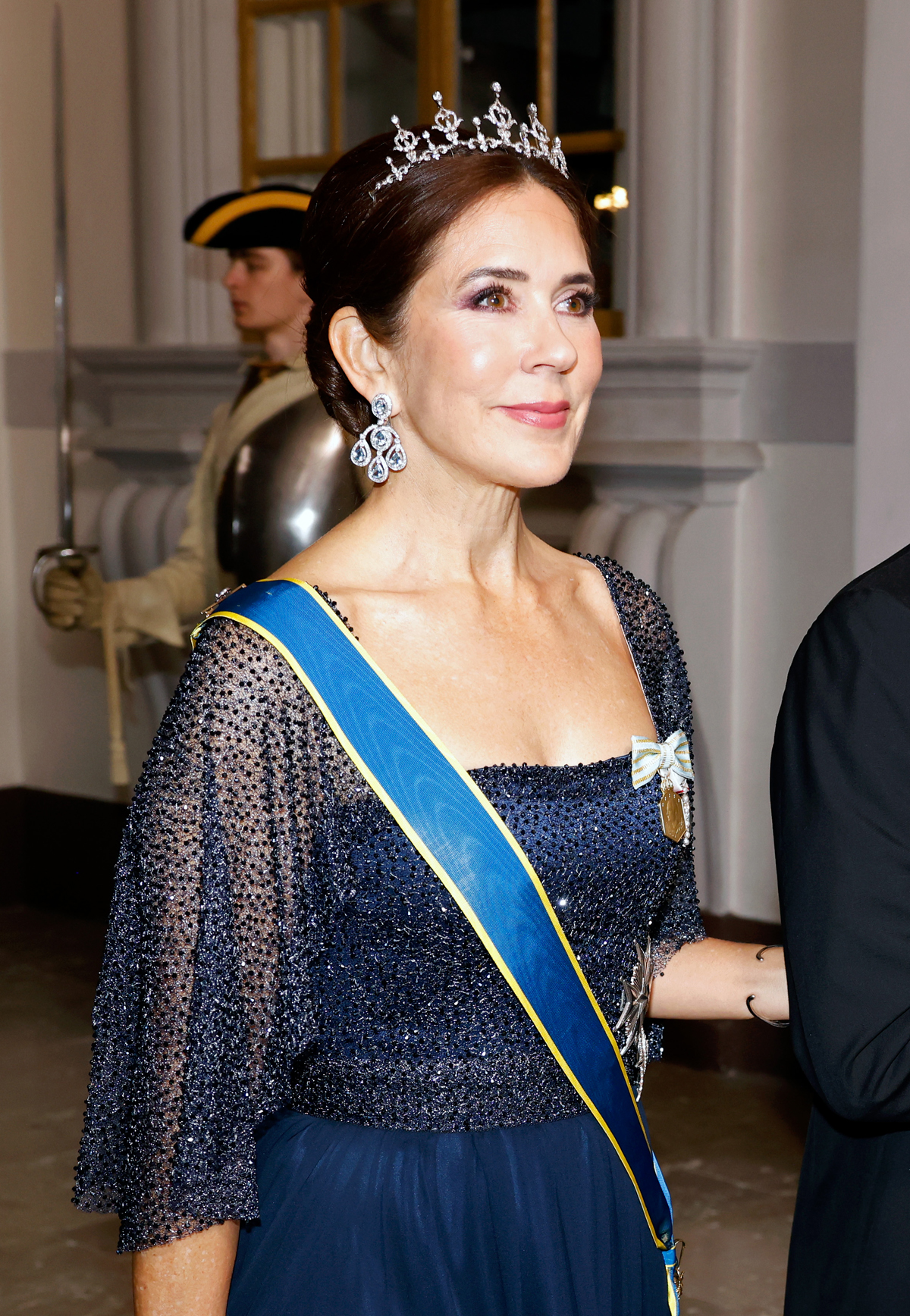 La Principessa ereditaria Mary di Danimarca partecipa a un banchetto di gala per celebrare il Giubileo d’Oro del Re Carl XVI Gustaf di Svezia a Stoccolma il 15 settembre 2023 (Michael Campanella/Getty Images)