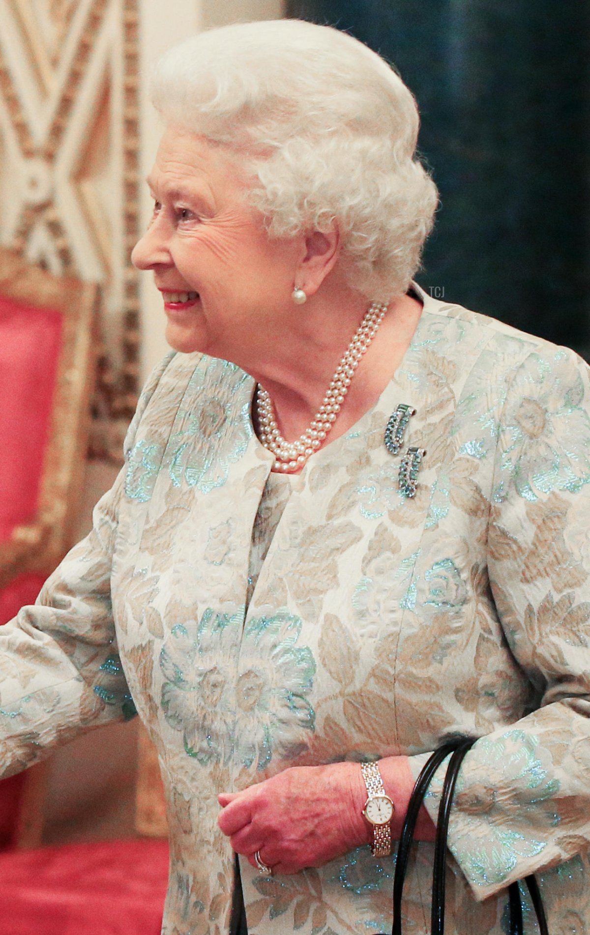 La regina Elisabetta II durante un ricevimento per la Royal Life Saving Society a Buckingham Palace, Londra, 22 novembre 2016