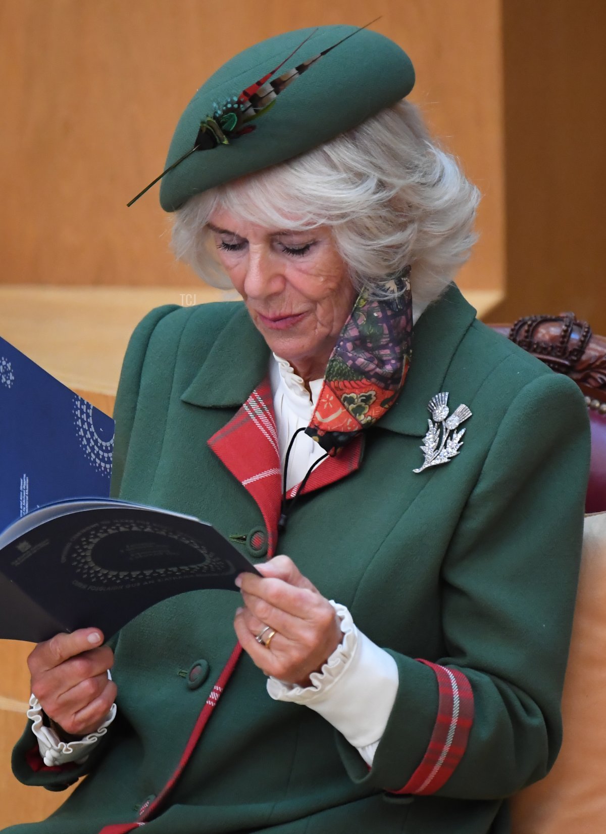 Camilla, Duchessa di Cornovaglia, durante l'apertura della sesta sessione del Parlamento scozzese il 2 ottobre 2021 a Edimburgo, Scozia