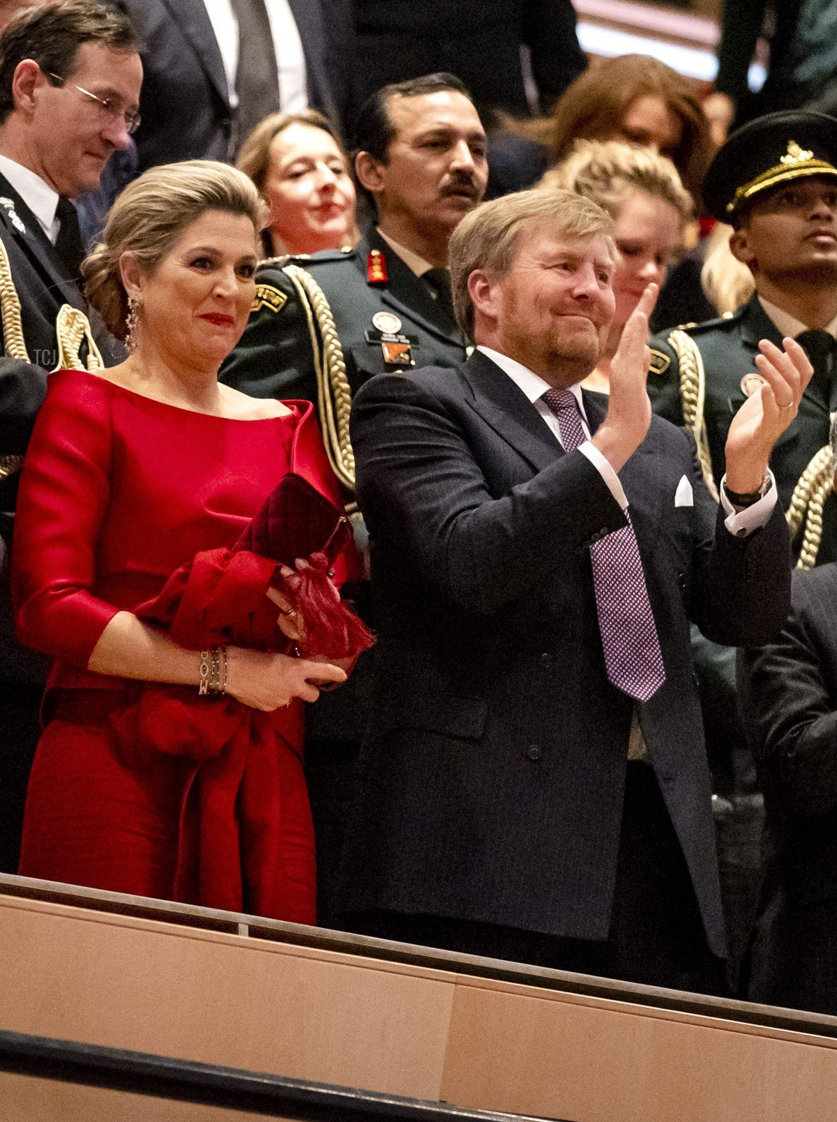 Queen Maxima and King Willem-Alexander of the Netherlands, India's President Ram Nath Kovind and his daughter Swati, react during the closing applause leave after a performance in the Muziekgebouw aan het IJ, on the last day of the state visit by the President of India