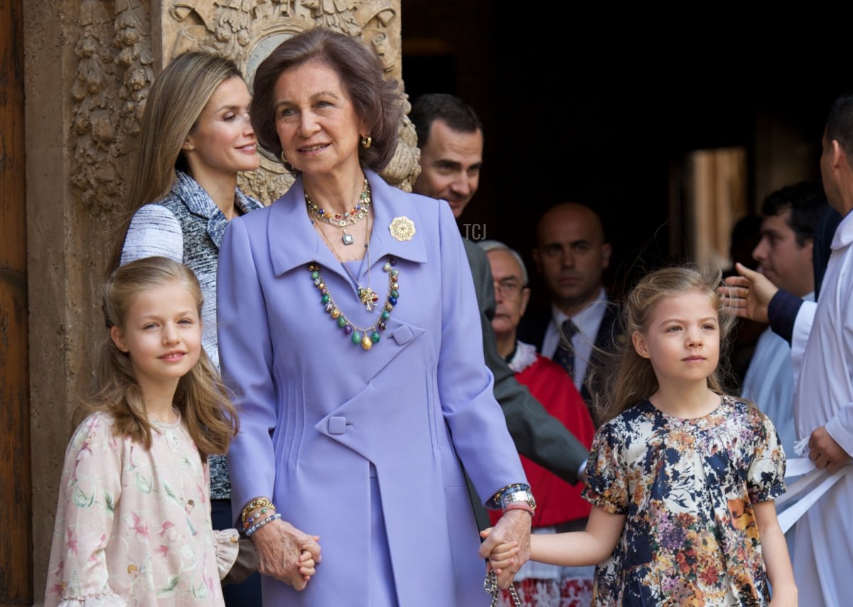 I Reali spagnoli partecipano alla Messa di Pasqua alla Cattedrale di Palma di Maiorca il 20 aprile 2014