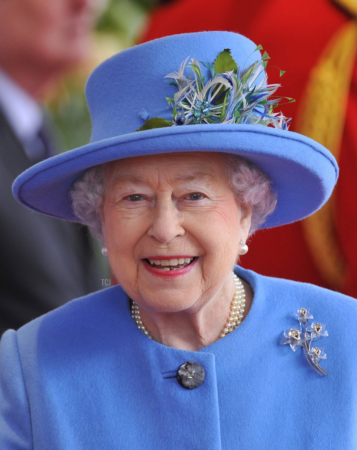 La regina Elisabetta II durante un'accoglienza cerimoniale per il presidente d'Irlanda Michael D Higgins a Windsor Castle l'8 aprile 2014 in Inghilterra