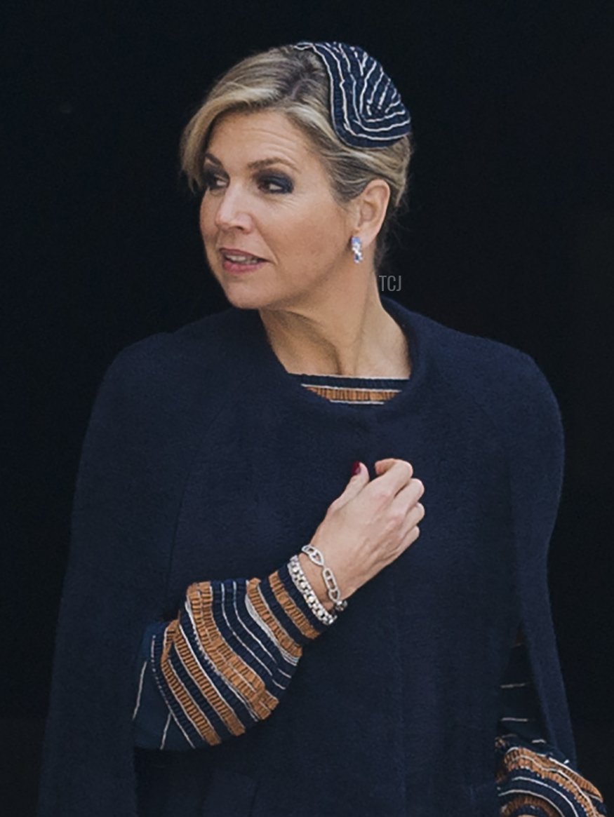 La regina olandese Maxima arriva al ristorante Temple a Pechino l'8 febbraio 2018. La regina Maxima, presente con suo marito il re olandese Willem-Alexander, è in visita di due giorni in Cina