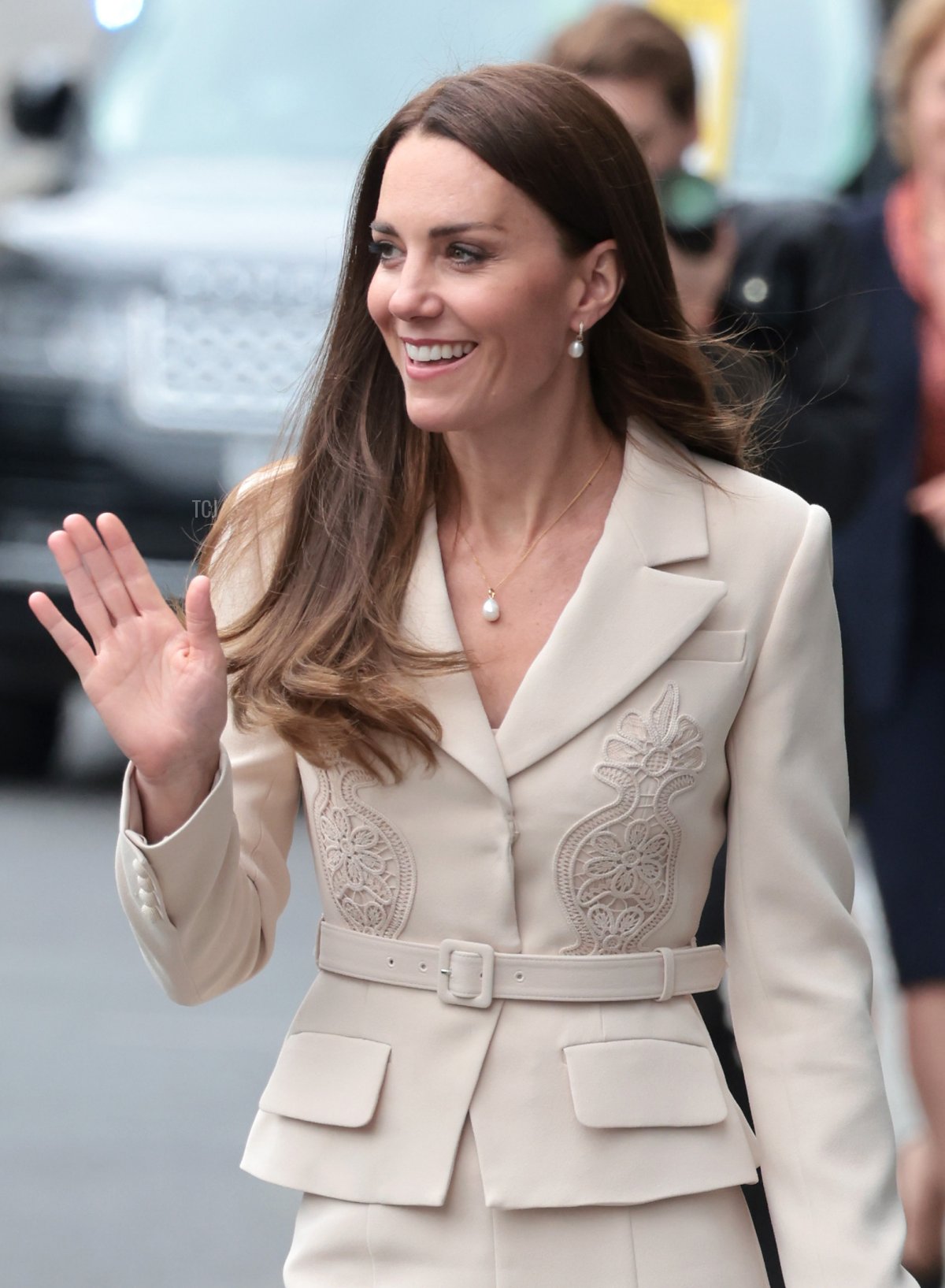 Catherine, Duchess of Cambridge arriva alla sede dell'RCM e dell'RCOG il 27 aprile 2022 a Londra, Inghilterra