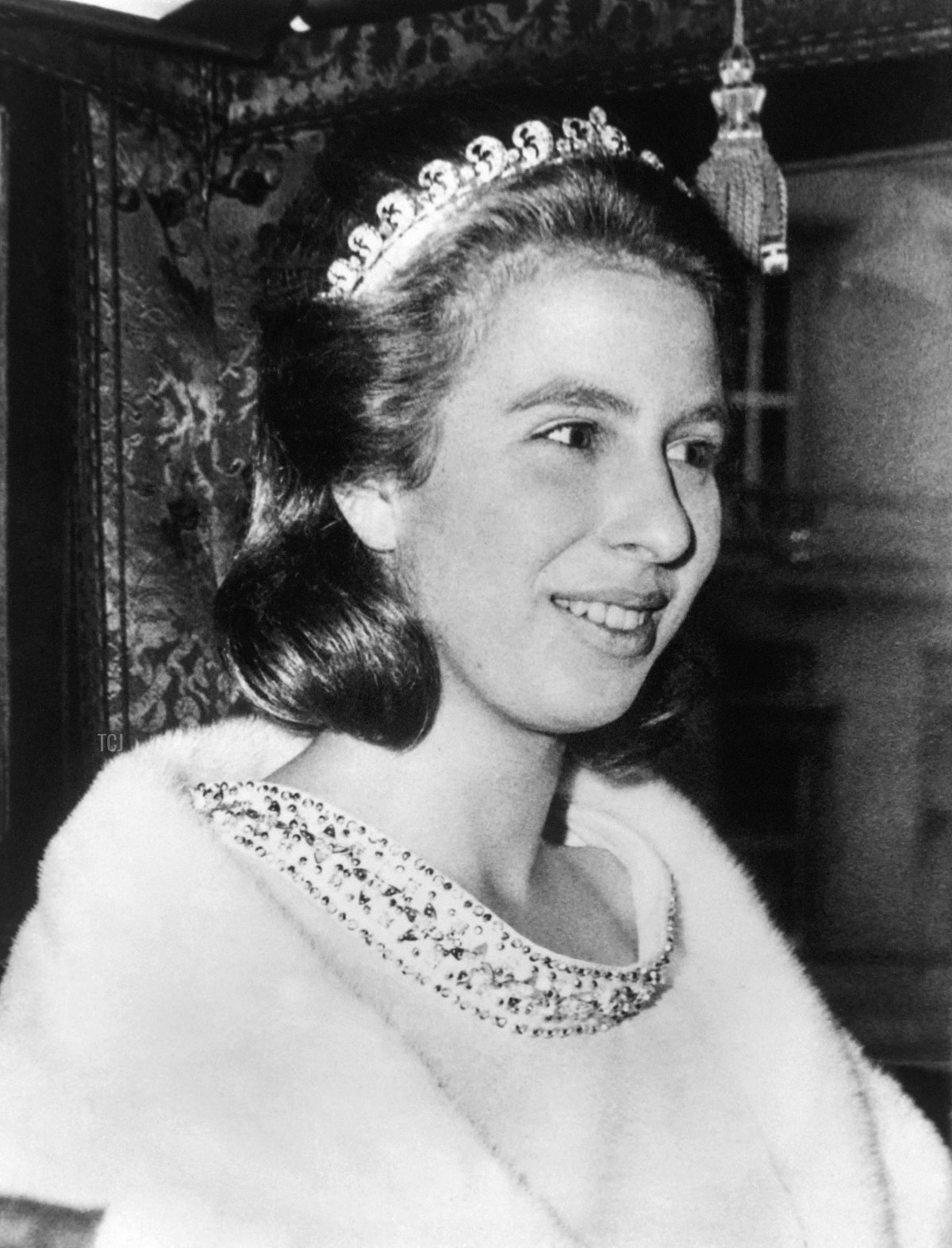 Ritratto scattato a Londra il 1° novembre 1967 della Principessa Anna, coronata del Regno Unito, durante l'apertura del parlamento