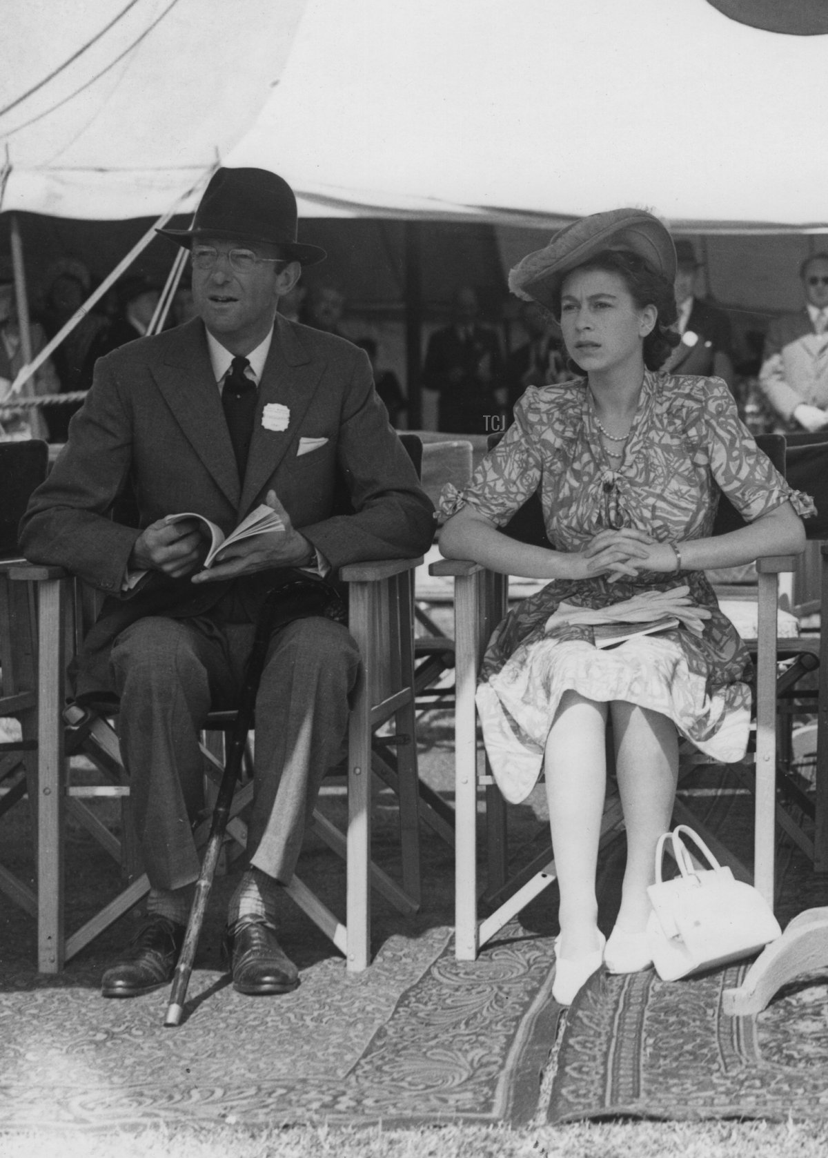 Il Duca di Beaufort e la Principessa Elisabetta durante il Royal Windsor Horse Show, 26 Giugno 1947