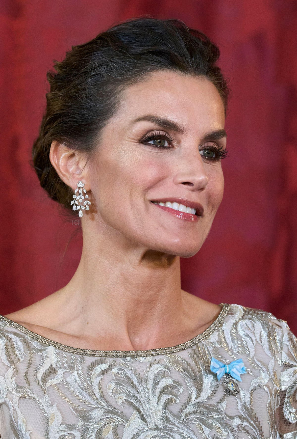 La regina Letizia di Spagna partecipa a una cena di gala al Palazzo Reale il 17 maggio 2022 a Madrid, Spagna