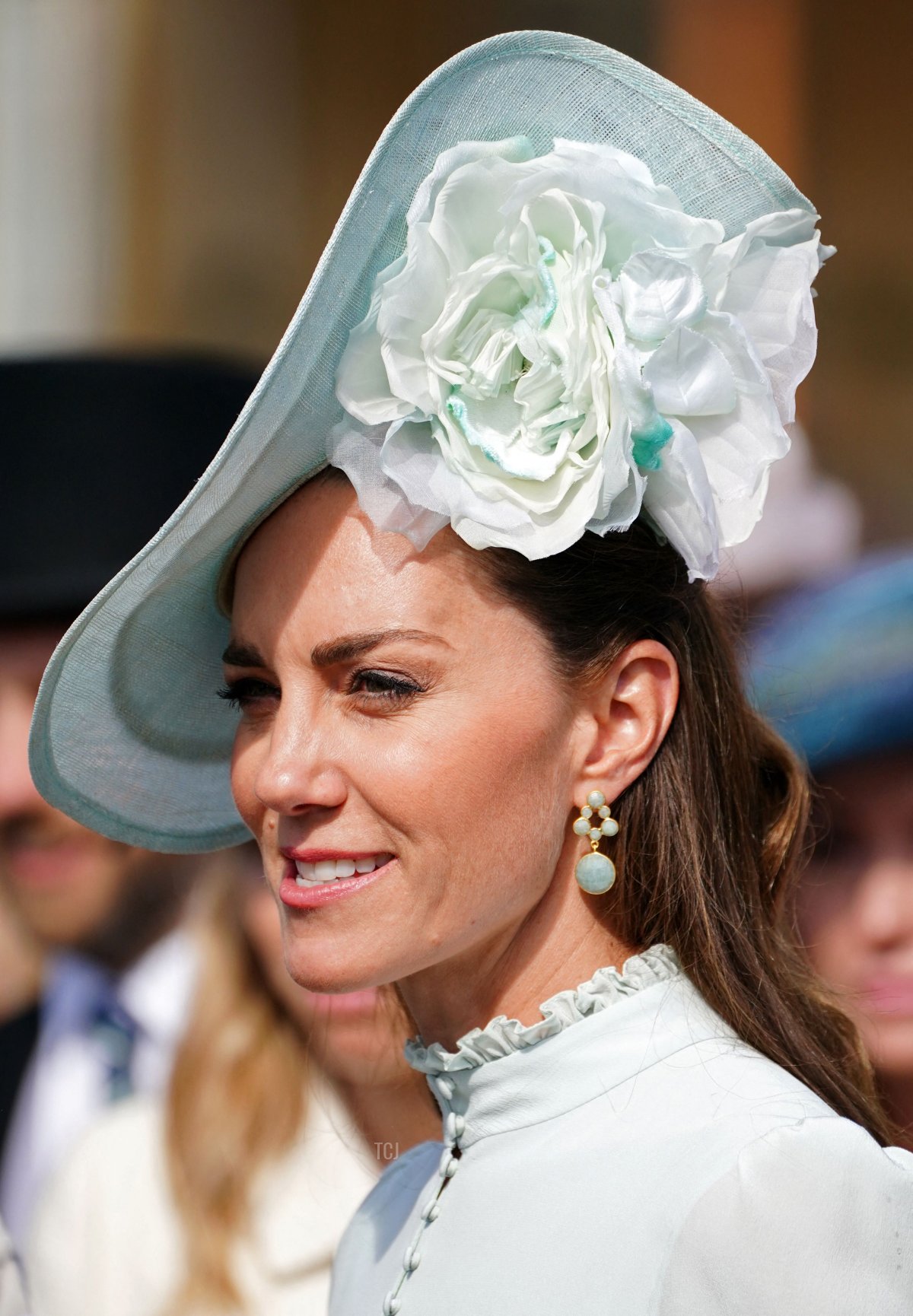 Britain's Catherine, Duchess of Cambridge meets with guests at a Royal Garden Party at Buckingham Palace in London on May 25, 2022