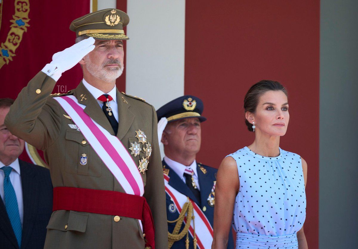 King Felipe VI and Queen Letizia of Spain attend Armed Forces Day on May 28, 2022 in Huesca, Spain