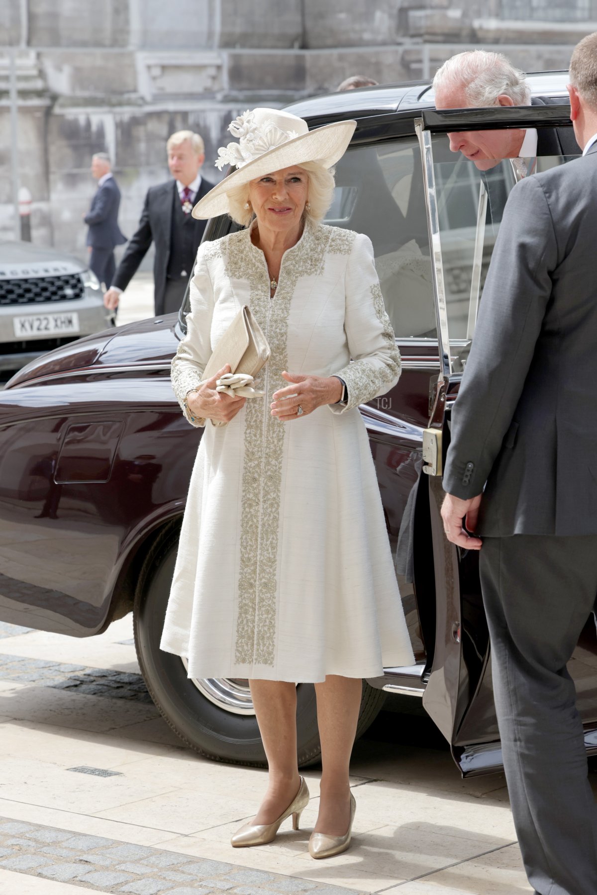 Camilla, Duchessa di Cornovaglia, arriva per la reception del Lord Mayor per il Servizio Nazionale di Ringraziamento al Guildhall il 03 Giugno 2022 a Londra, Inghilterra