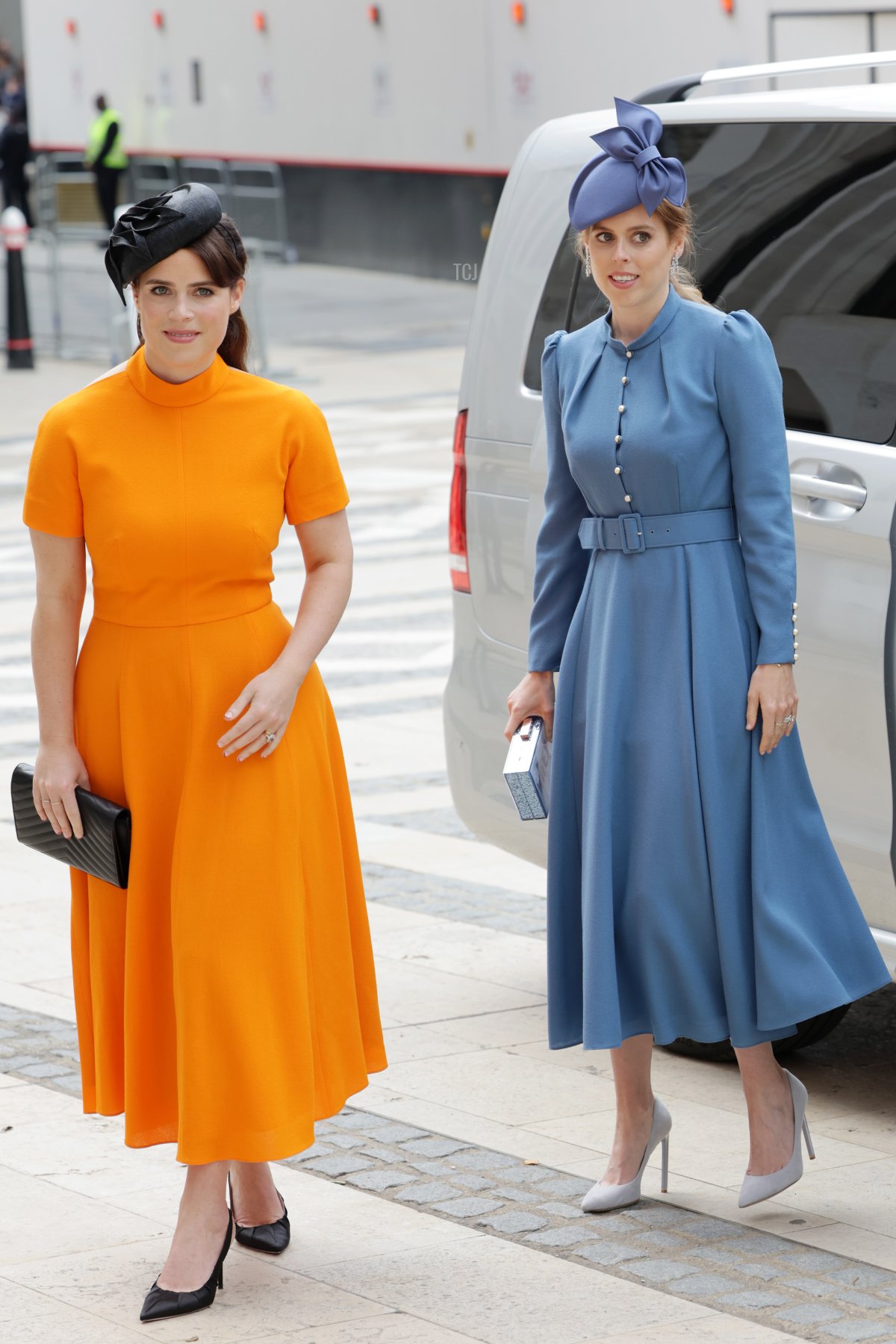 Le Principesse Eugenie e Beatrice arrivano per la reception del Lord Mayor per il Servizio Nazionale di Ringraziamento al Guildhall il 03 Giugno 2022 a Londra, Inghilterra