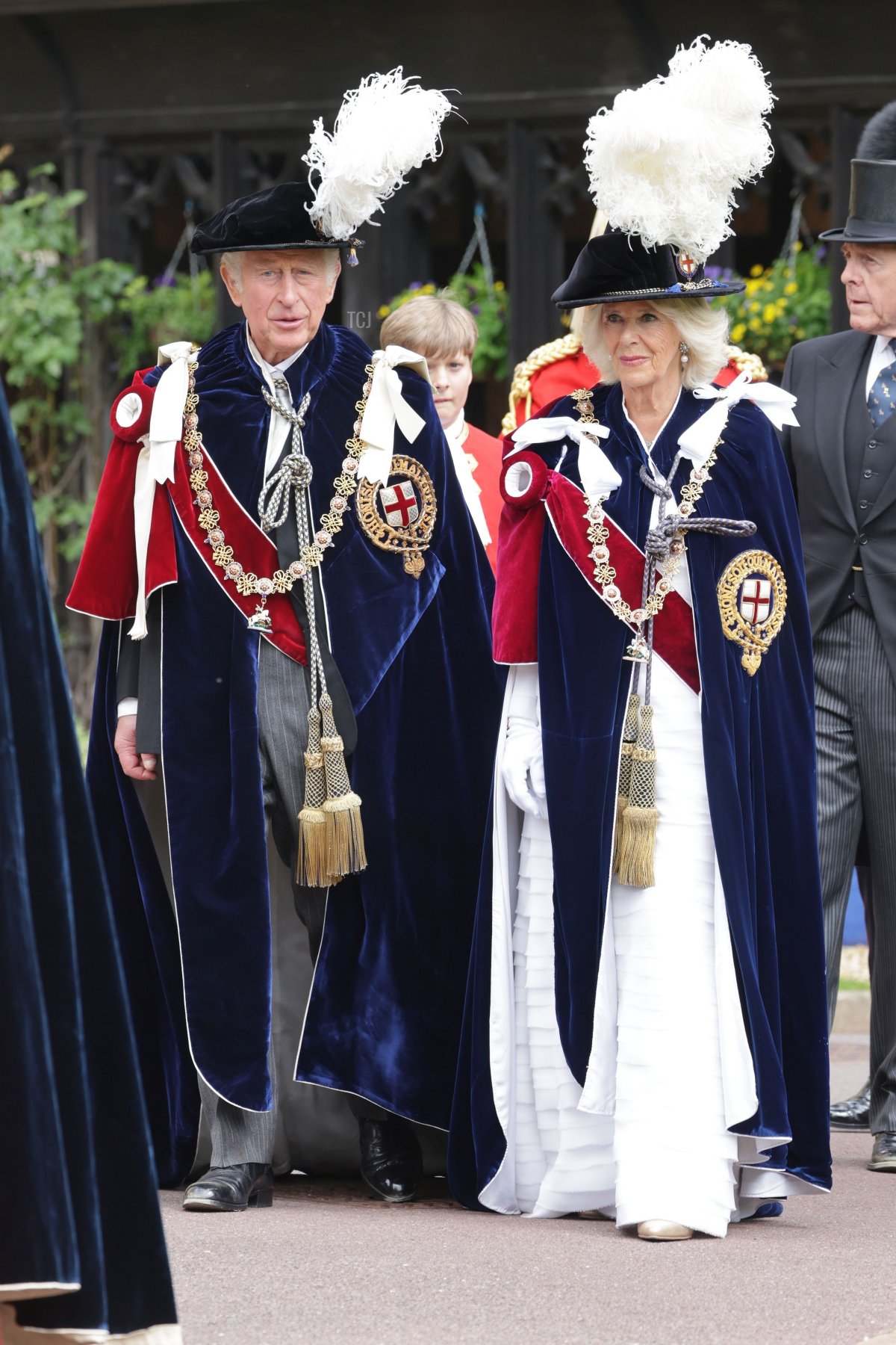 Il Principe Carlo, Principe di Galles e Camilla, Duchessa di Cornovaglia partecipano al servizio dell'Ordine Della Giarrettiera presso la Cappella di San Giorgio il 13 Giugno 2022 a Windsor, Inghilterra