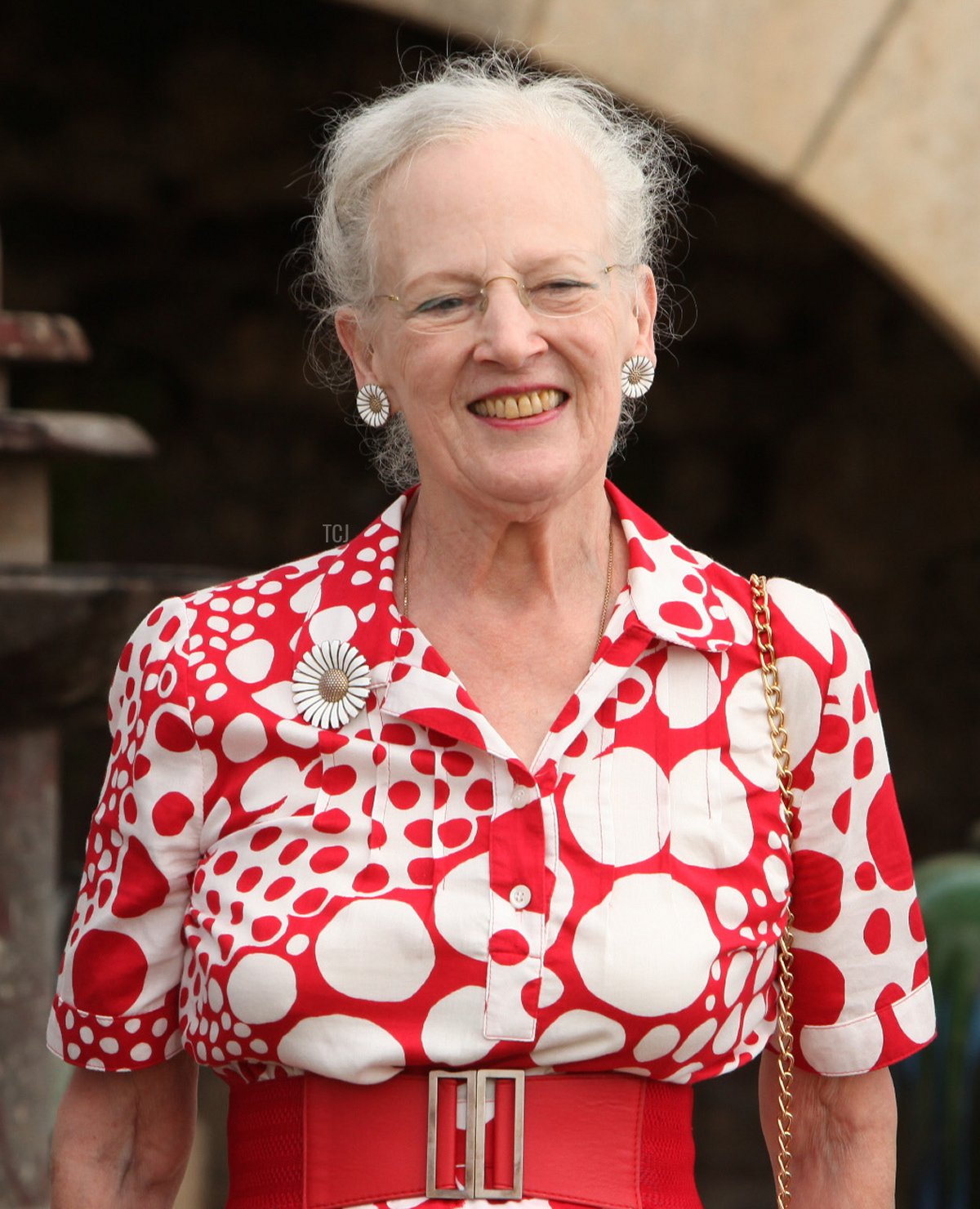 La Regina Margrethe II in un photocall al Chateau de Cayx