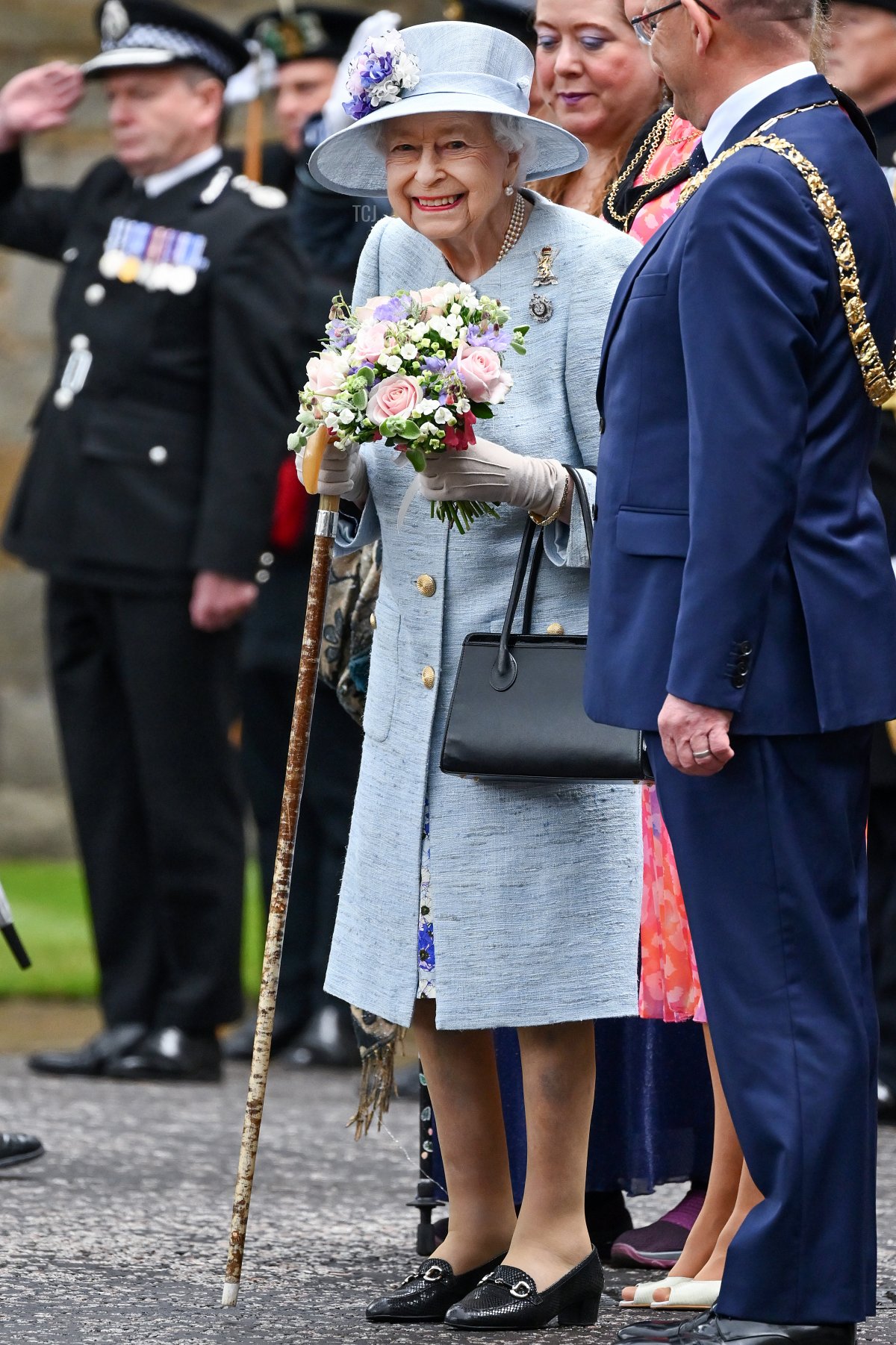 La Regina Elisabetta II durante la Cerimonia delle Chiavi a Holyroodhouse il 27 Giugno 2022 a Edimburgo, Scozia