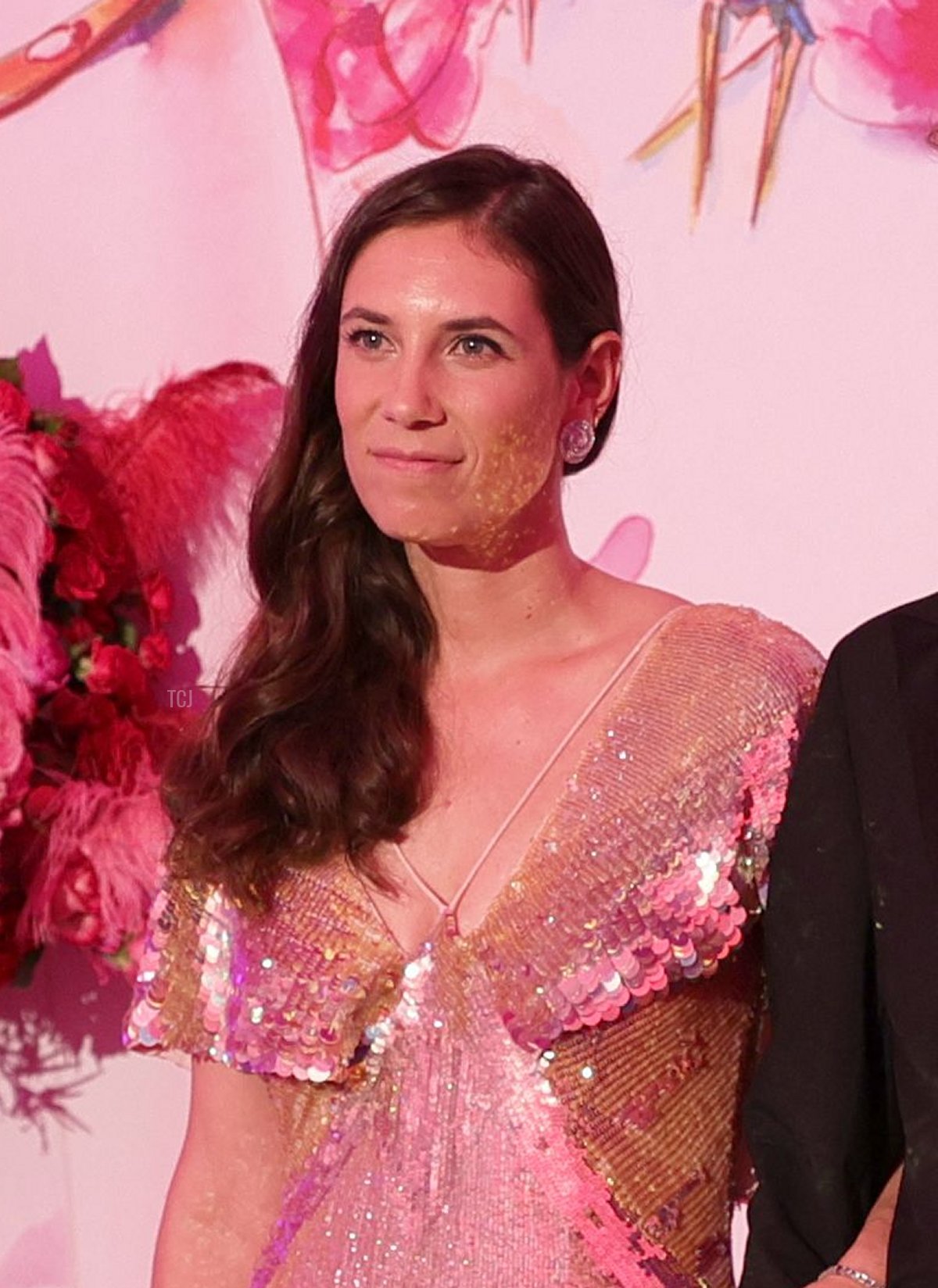 Tatiana Santo Domingo (sinistra) e Andrea Casiraghi posano per una photocall durante il 'Bal de la Rose' (Bal Rose), a Monaco, l'8 luglio 2022