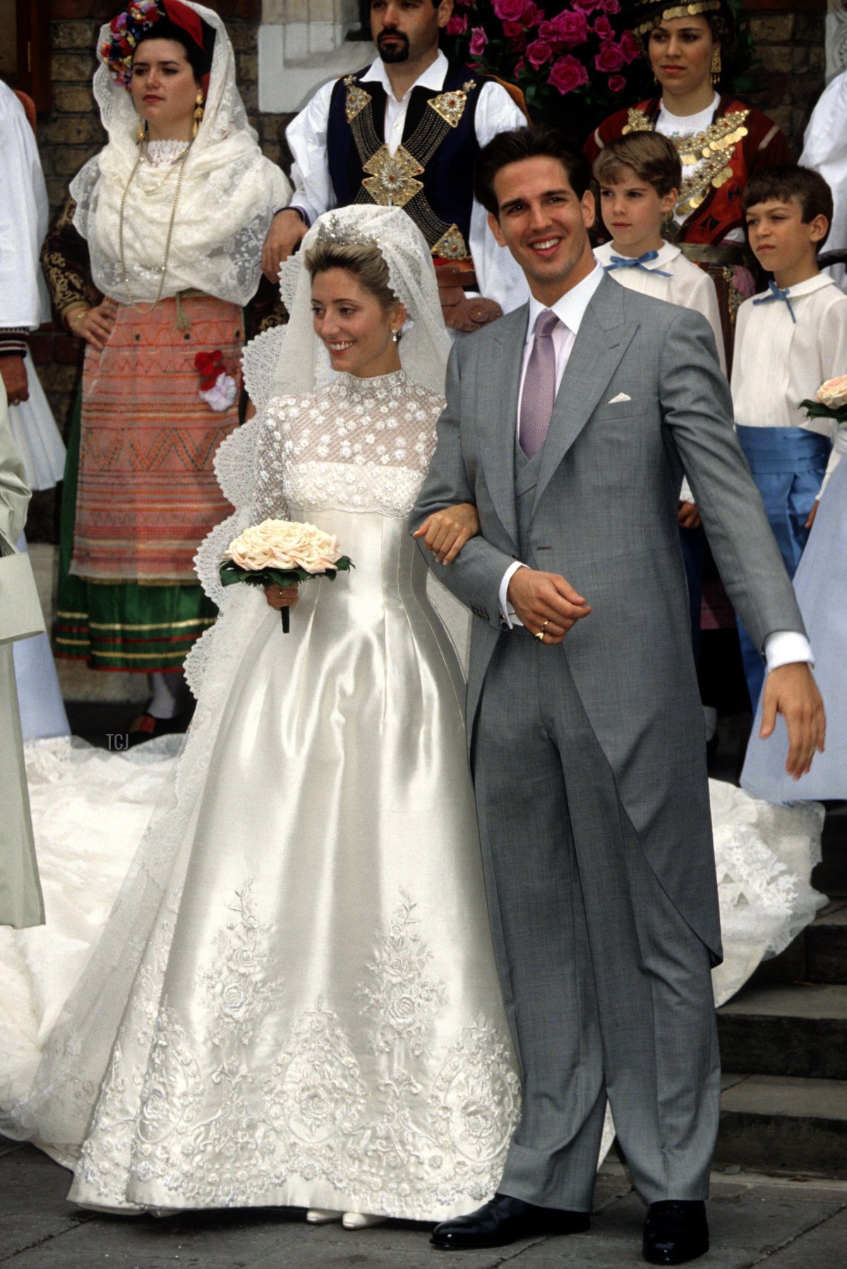 Il Principe ereditario Pavlos di Grecia dopo il suo matrimonio con l'ereditiera Marie-Chantal Miller presso la Cattedrale ortodossa greca di Santa Sofia a Bayswater, Londra