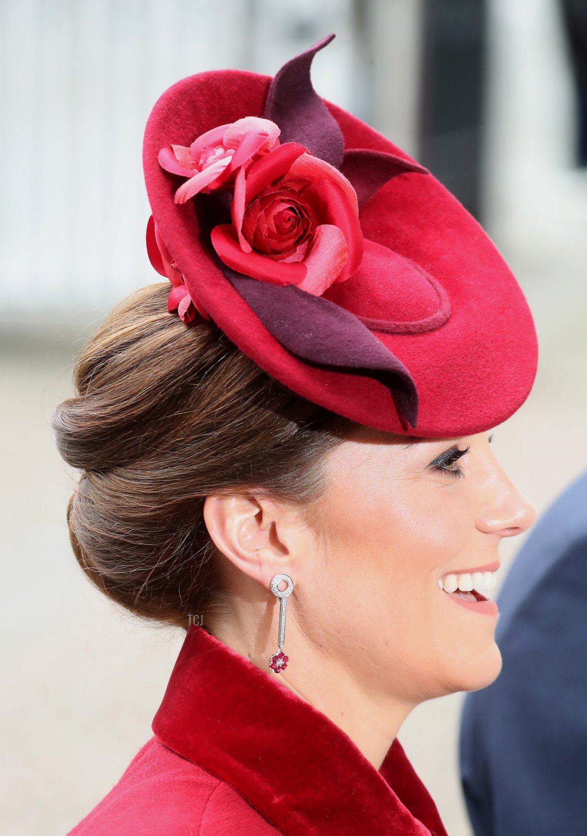 Catherine, Duchessa di Cambridge, dettaglio del cappello, partecipa al Commonwealth Day Service 2020 nell'Abbazia di Westminster il 9 marzo 2020 a Londra, Inghilterra