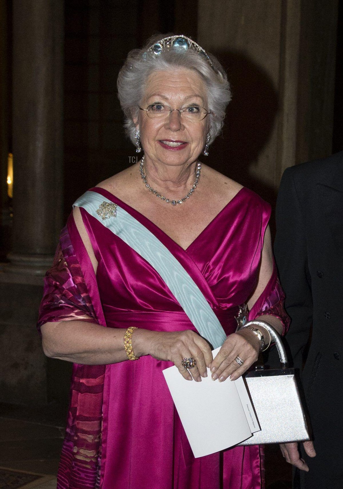 La Principessa Cristina, signora Magnuson (sorella del Re) e suo marito Tord Magnuson arrivano per la cena annuale dei Re per Svedesi Prominenti al Palazzo Reale di Stoccolma, Svezia, 19 marzo 2014