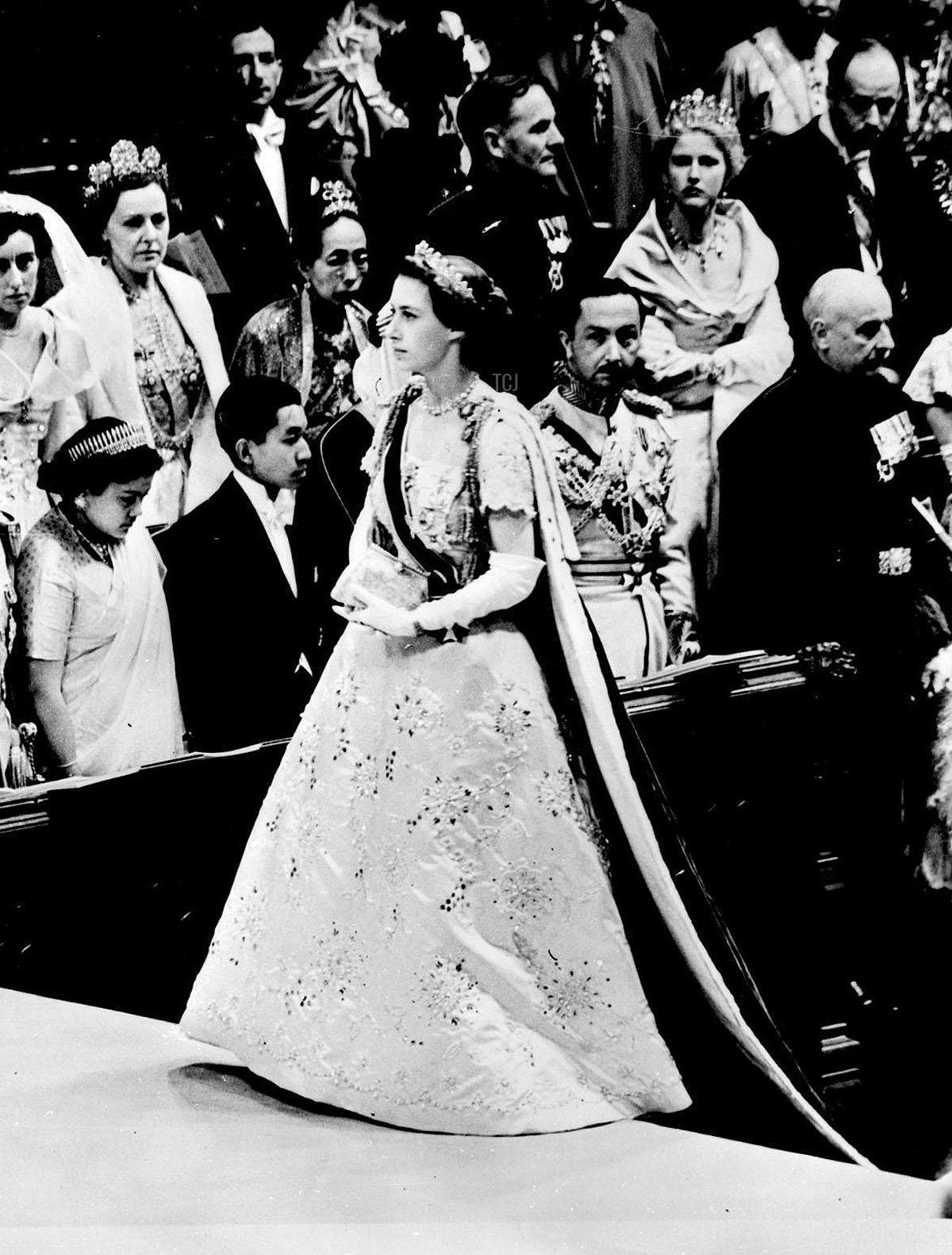 La Principessa Margaret nei suoi abiti durante la processione della Regina Madre all'Abazia di Westminster