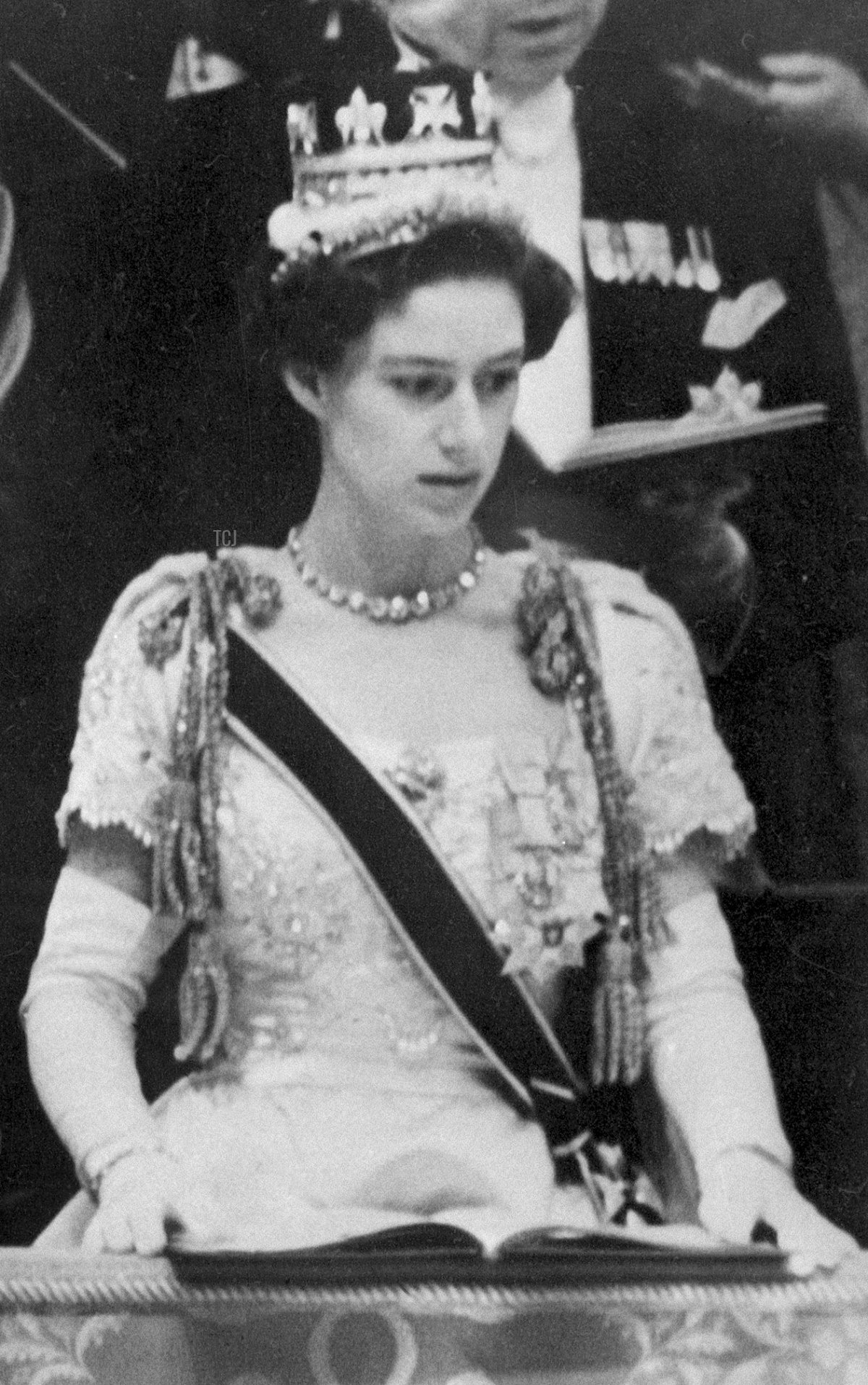 La Regina Madre Elizabeth, il Principe Carlo e la Principessa Margaret partecipano alla cerimonia di incoronazione della Regina Elizabeth II, 02 Giugno 1953, all'Abazia di Westminster, a Londra