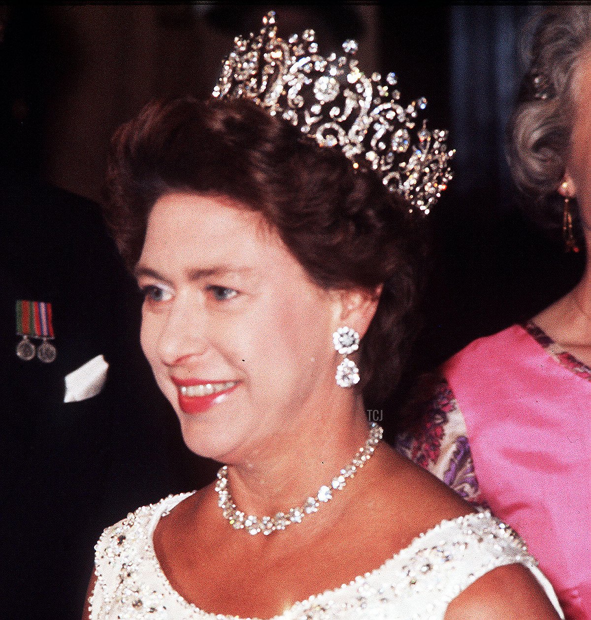 La Principessa Margaret al Royal Opera House, Covent Garden, dove ha assistito a una performance di Gala per il Giubileo d'Argento, Maggio 1977