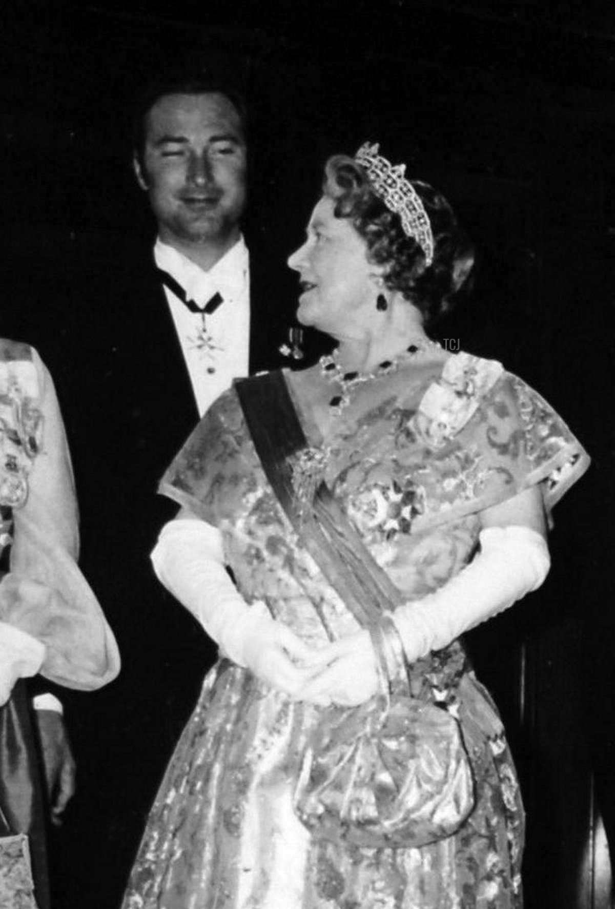 The Queen Mother and Prince William of Gloucester attend a dinner at the Carpenters’ Hall in London during the state visit of Queen Juliana of the Netherlands, April 1972