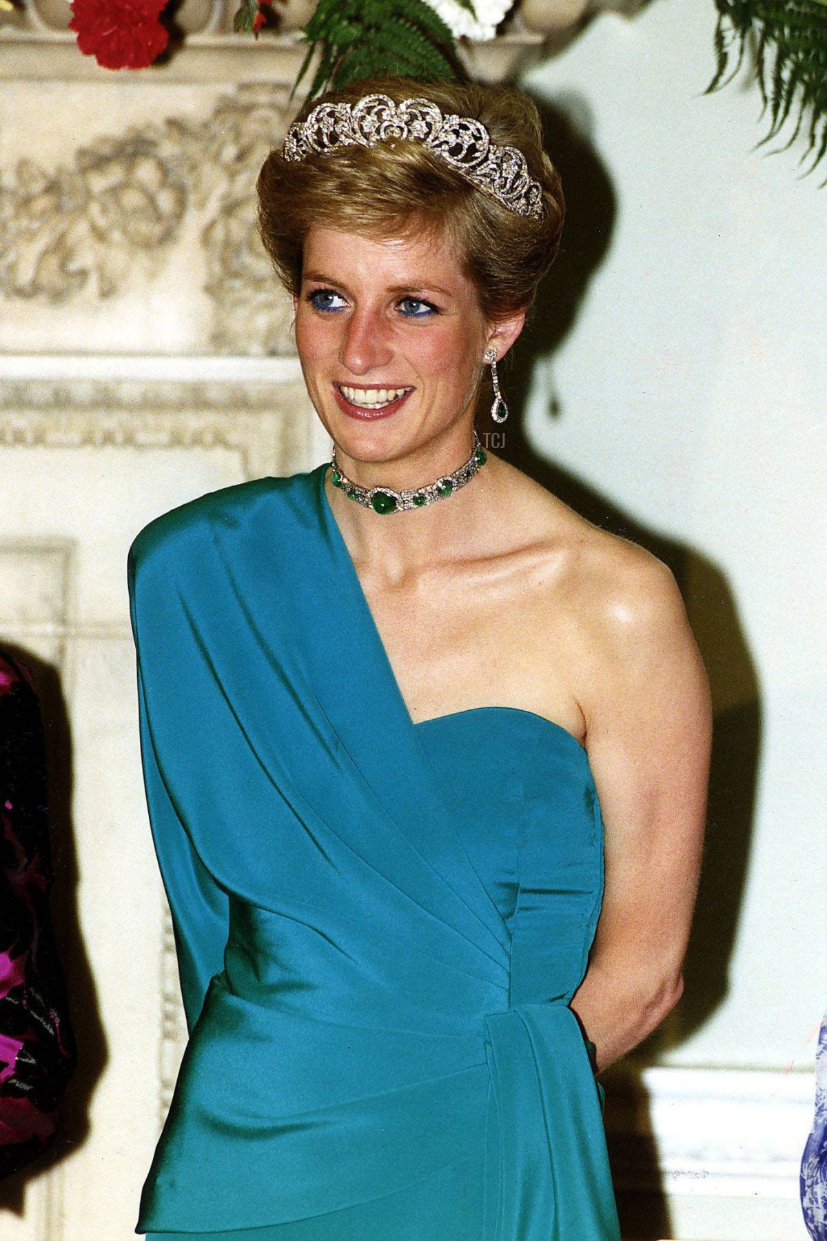 La Principessa del Galles, Lady Diana, partecipa a un banchetto a Mansion House ospitato dal Lord Mayor di Londra in onore di Robert Hawke, il Primo Ministro australiano durante la sua visita in Gran Bretagna, 1989