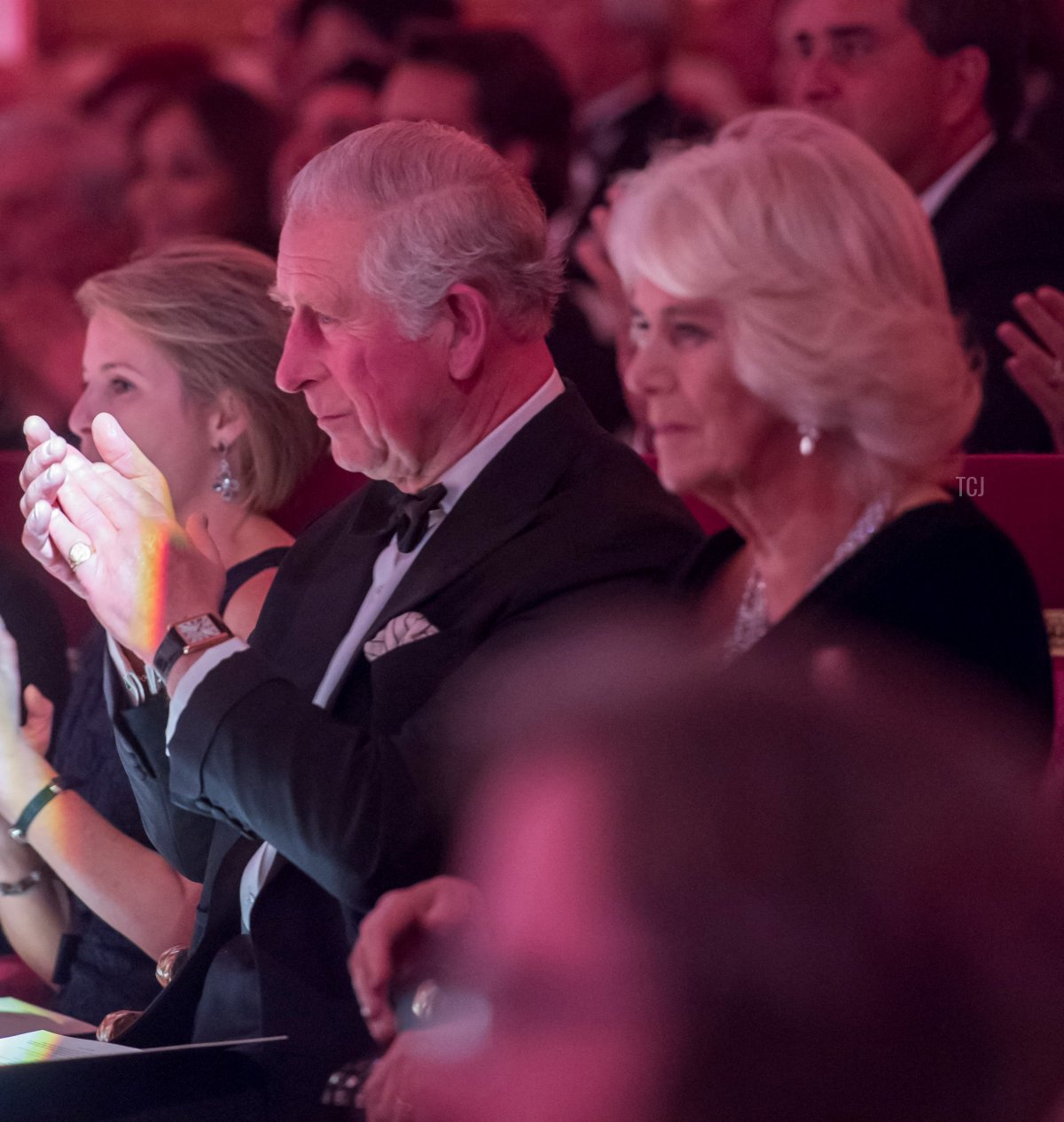 Britain's Prince Charles, Prince of Wales (C) and his wife Britain's Camilla, Duchess of Cornwall (R) during a gala concert in the Throne Room at Buckingham Palace in London on October 25, 2018, to mark 70th birthday of Britain's Prince Charles, Prince of Wales, and recognise His Royal Highness's commitment to, and patronage of, the arts