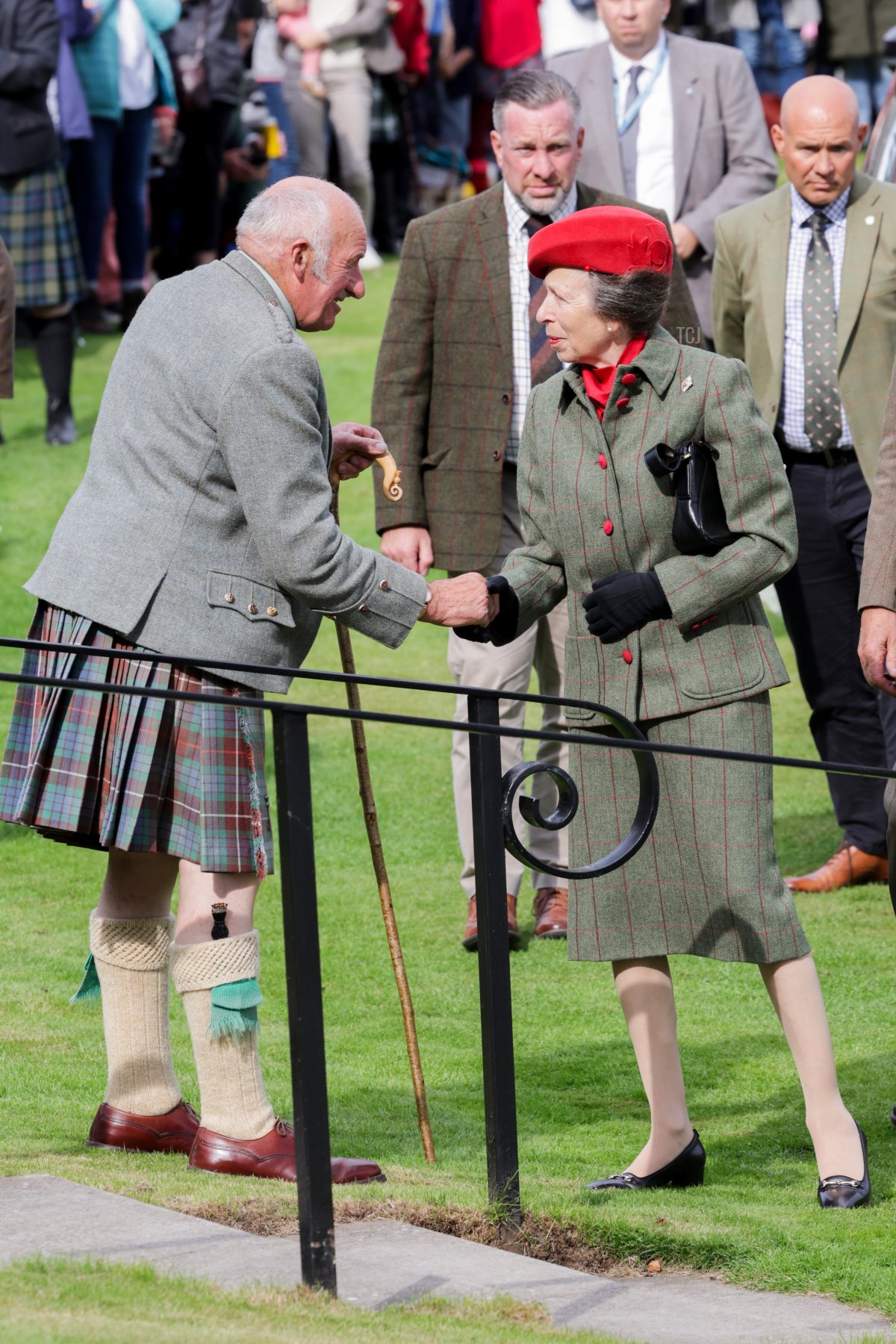 Anne, Princess Royal arrives at the Braemar Highland Gathering at the Princess Royal & Duke of Fife Memorial Park on September 03, 2022 in Braemar, Scotland