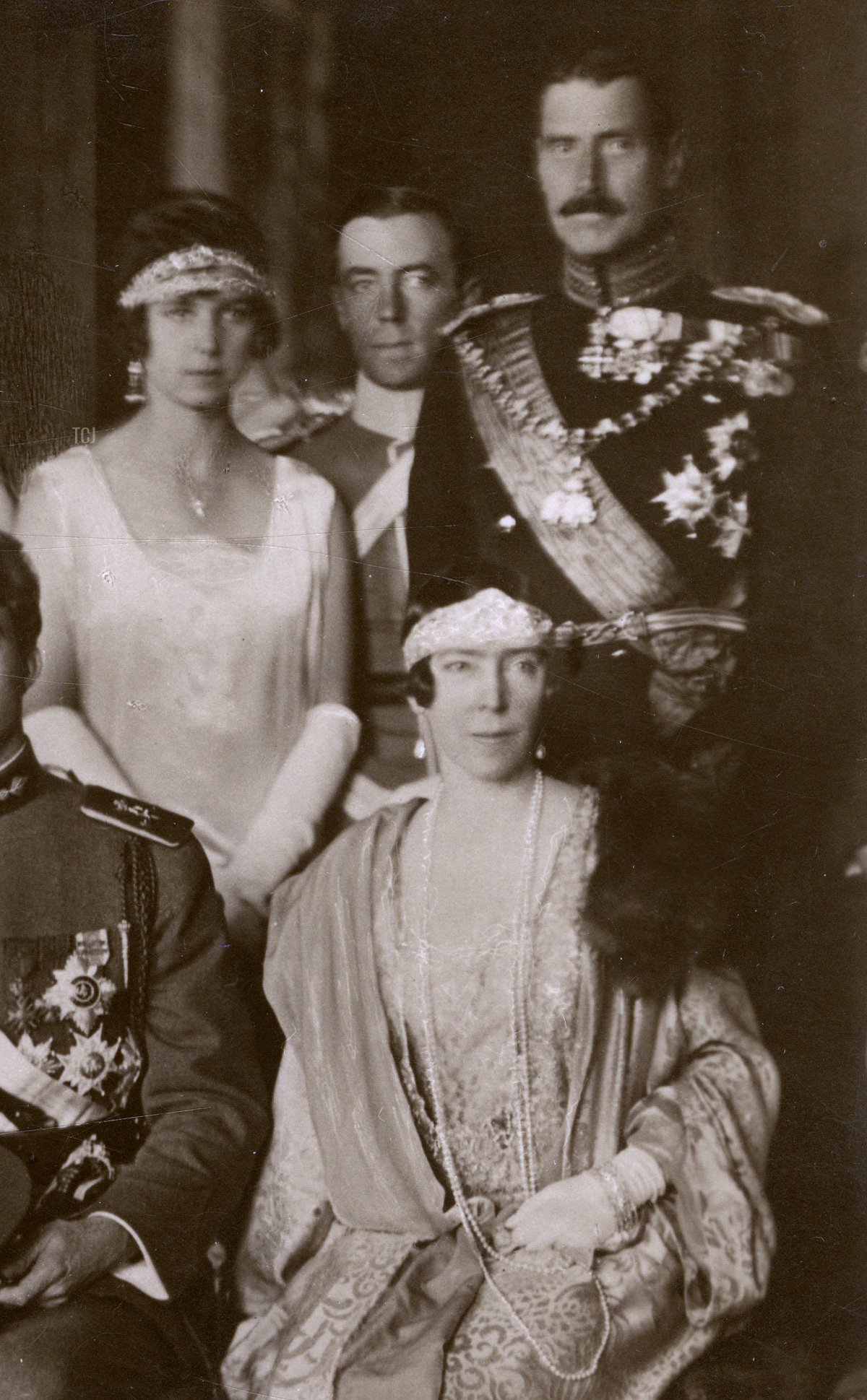 Ritratto di matrimonio di gruppo di re Leopoldo III e della regina Astrid del Belgio, 1926