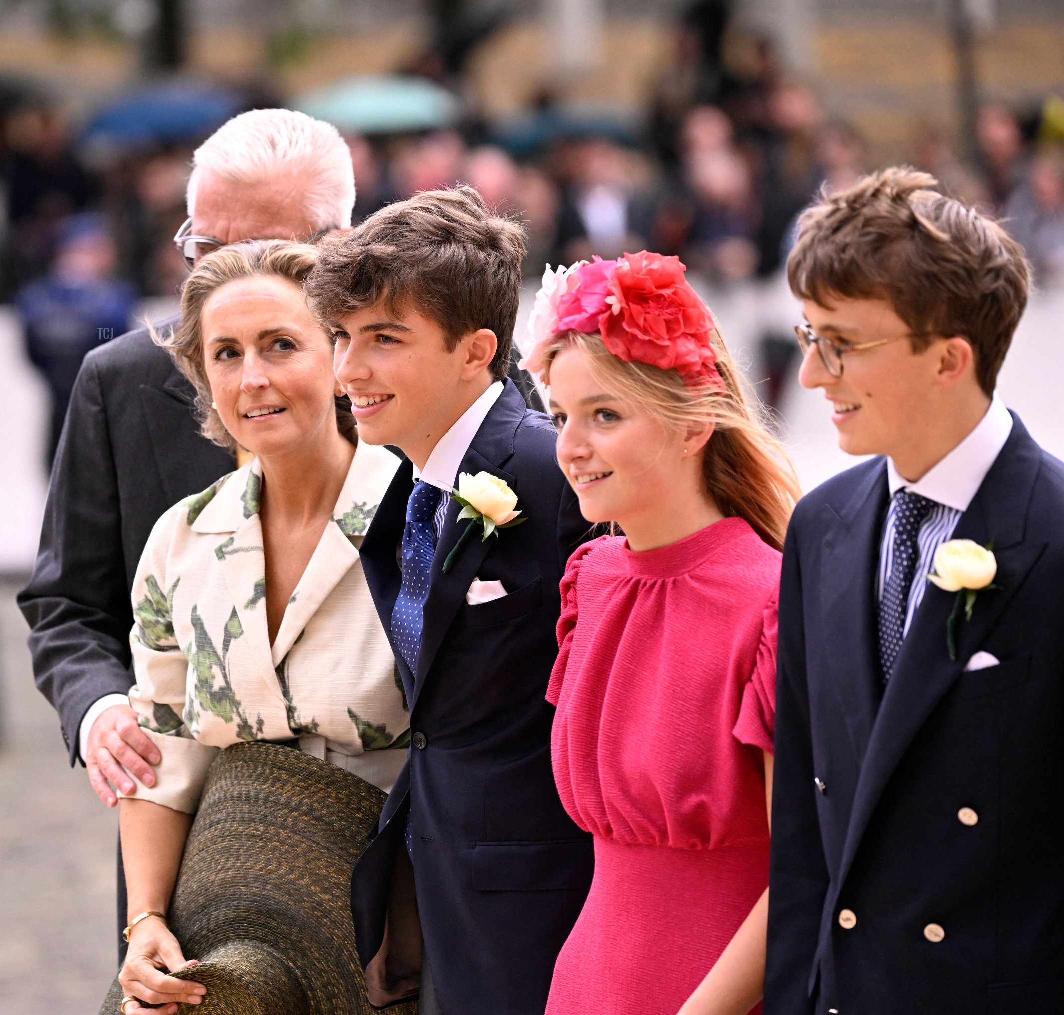 Il Principe Laurent del Belgio, la Principessa Claire del Belgio, il Principe Aymeric, la Principessa Louise e il Principe Nicolas fotografati all'arrivo per la cerimonia di matrimonio della Principessa Maria-Laura del Belgio e William Isvy, presso la Cattedrale di San Michele e San Gudula, sabato 10 settembre 2022, a Bruxelles