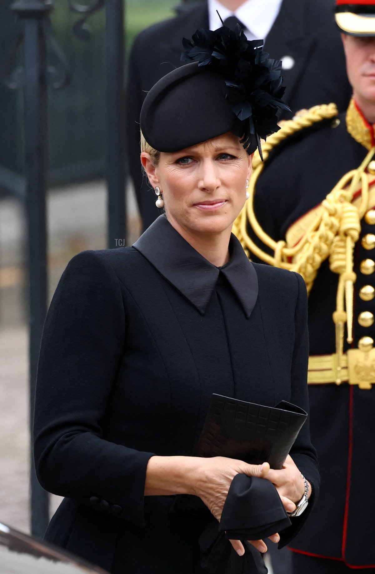 Zara Tindall arriva per il funerale di stato della Regina Elisabetta II a Westminster Abbey il 19 settembre 2022 a Londra, Inghilterra