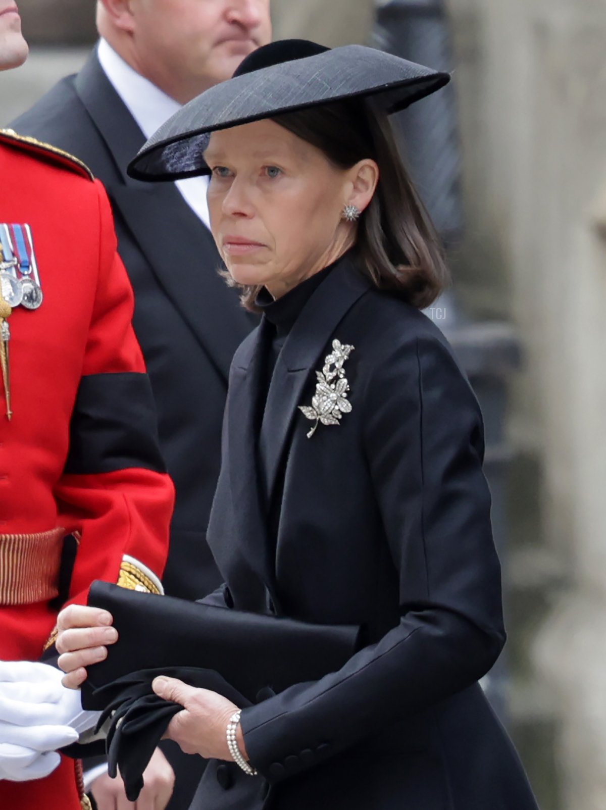 Lady Sarah Chatto arriva per il funerale di stato della Regina Elisabetta II il 19 settembre 2022 a Londra, Inghilterra