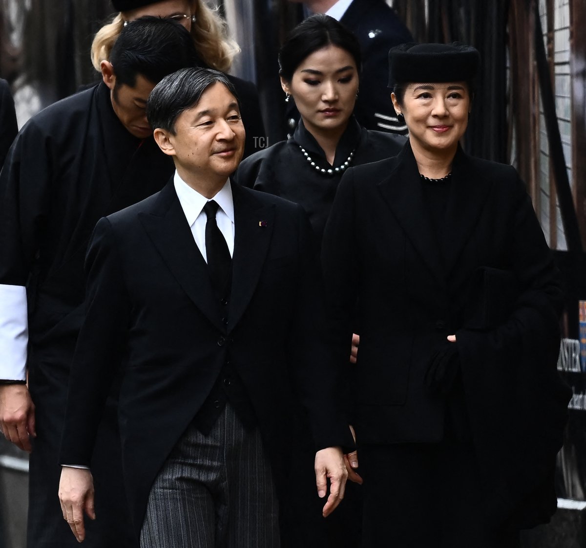 L'Imperatore Naruhito del Giappone e sua moglie l'Imperatrice Masako arrivano all'Abbazia di Westminster a Londra il 19 settembre 2022, per il Servizio Funebre di Stato per la Regina Elisabetta II di Gran Bretagna