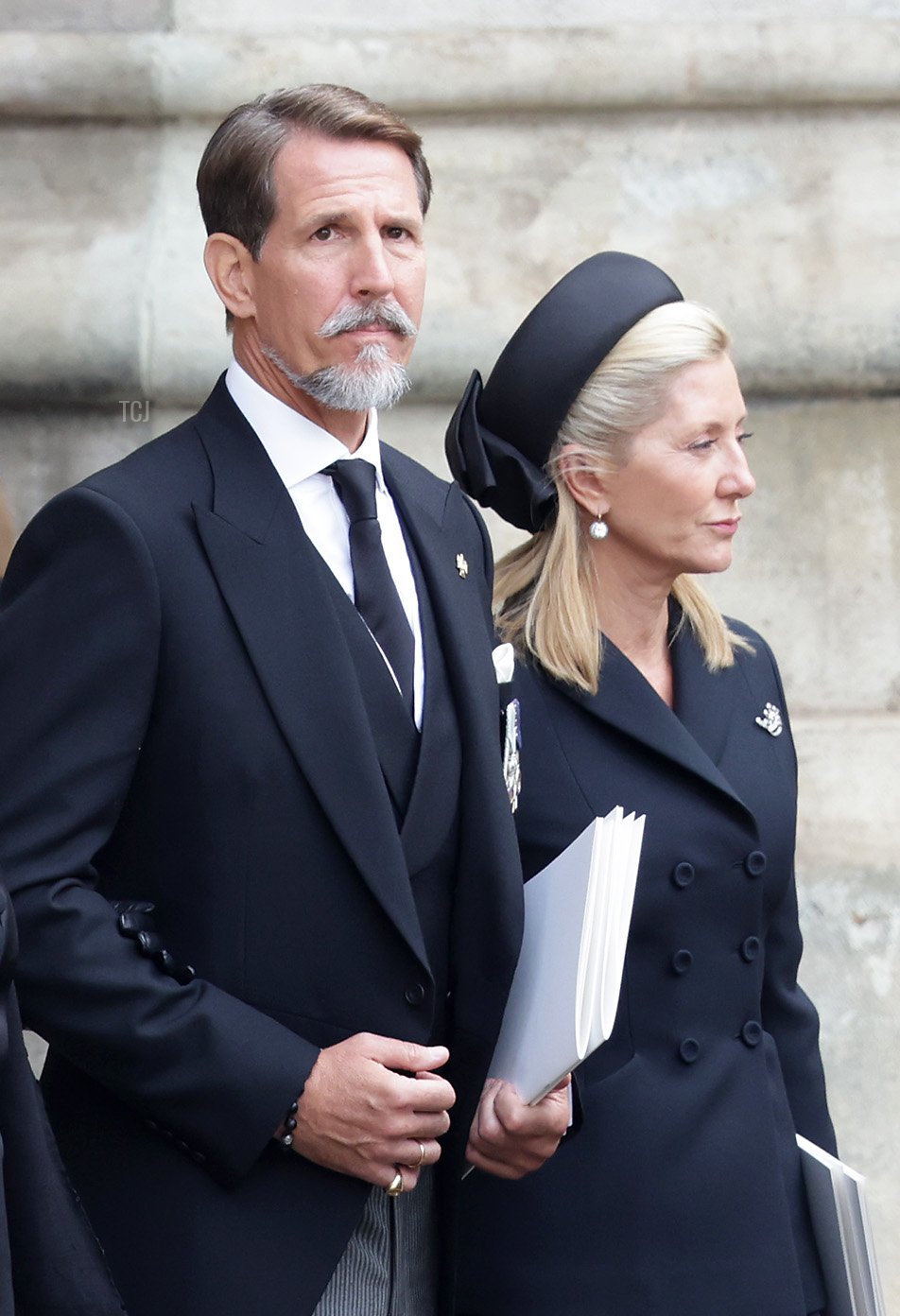 Pavlos, Principe Ereditario di Grecia, Marie-Chantal, Principessa di Grecia, Margareta di Romania e Principe Radu di Romania sono visti durante il Funerale di Stato della Regina Elisabetta II all'Abbazia di Westminster il 19 settembre 2022 a Londra, Inghilterra