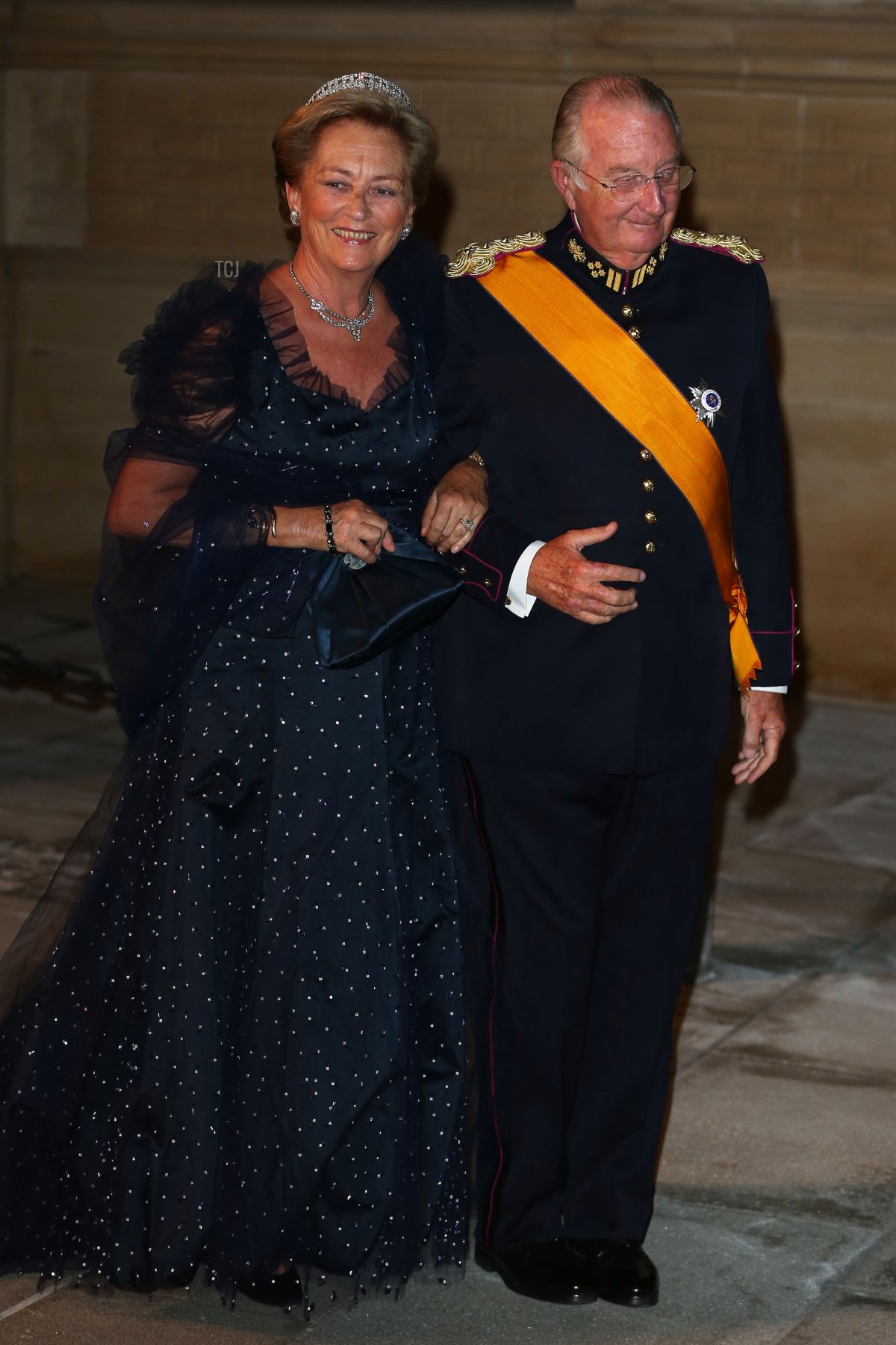 La regina Paola del Belgio e il re Alberto II del Belgio partecipano alla cena di gala per il matrimonio del principe Guillaume di Lussemburgo e Stephanie de Lannoy al Palazzo Granducale il 19 ottobre 2012 a Lussemburgo, Lussemburgo