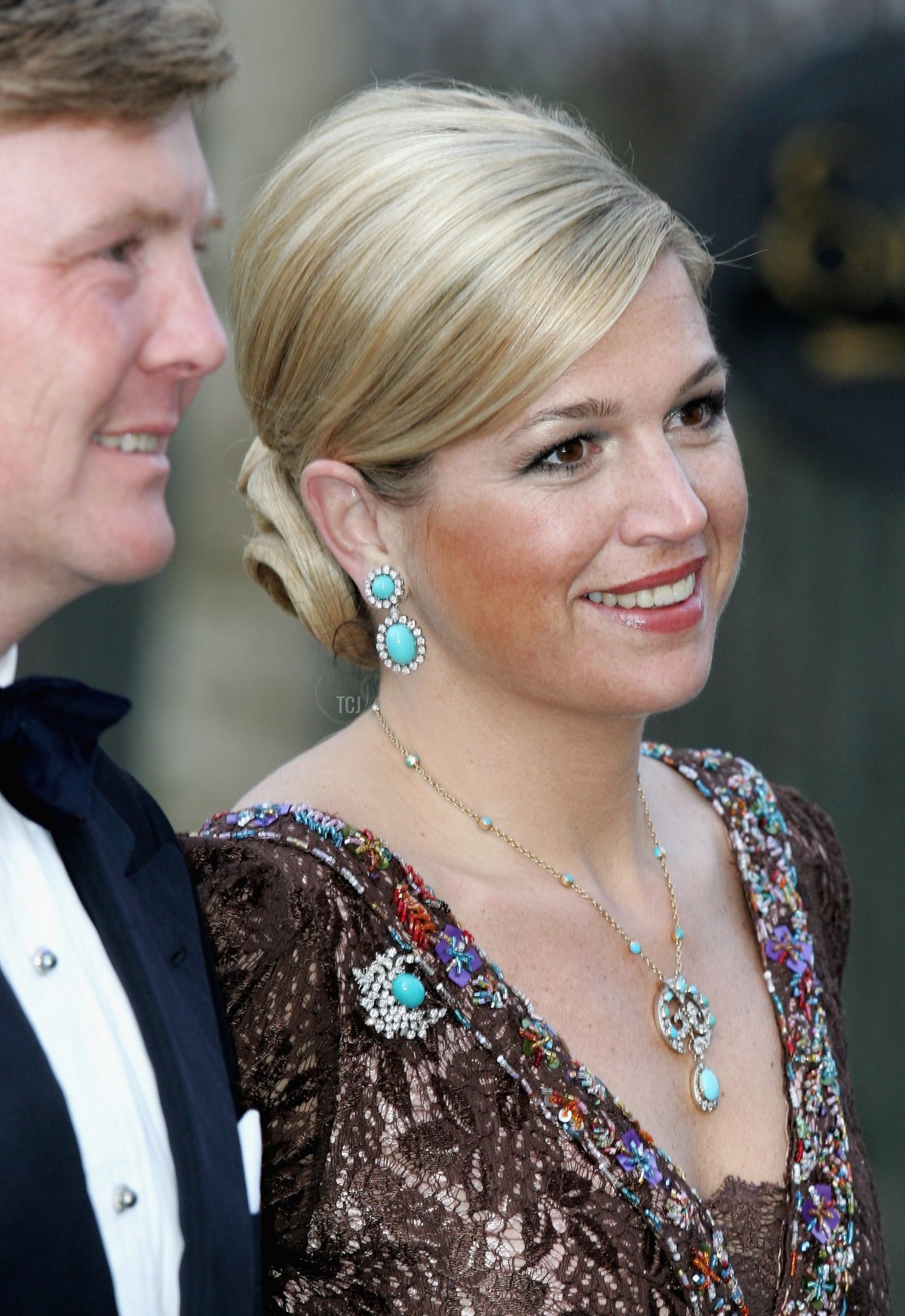 La principessa Maxima dei Paesi Bassi arriva alla cena privata di S.M. il re Carl XVI Gustaf per celebrare il suo 60º compleanno al Palazzo di Drottningholm, 29 aprile 2006 a Stoccolma, Svezia