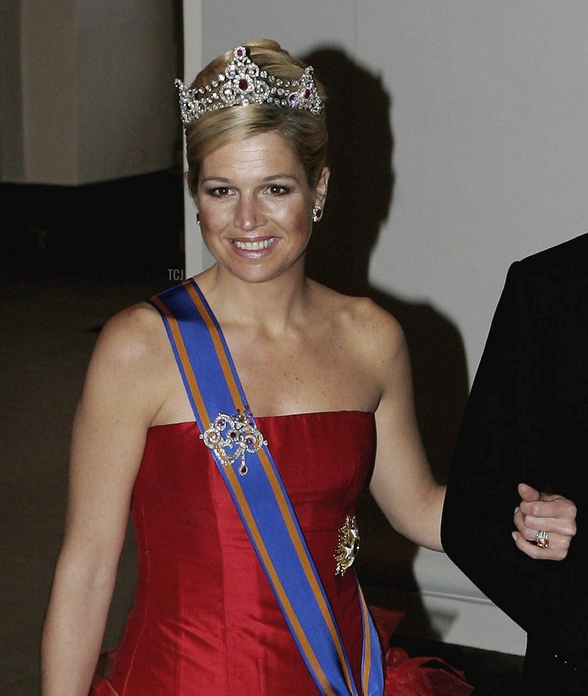 La Principessa Maxima dei Paesi Bassi arriva per la cena di gala al Palazzo Reale per celebrare il 60° compleanno del Re Carl Gustaf XVI di Svezia il 30 aprile 2006 a Stoccolma, Svezia